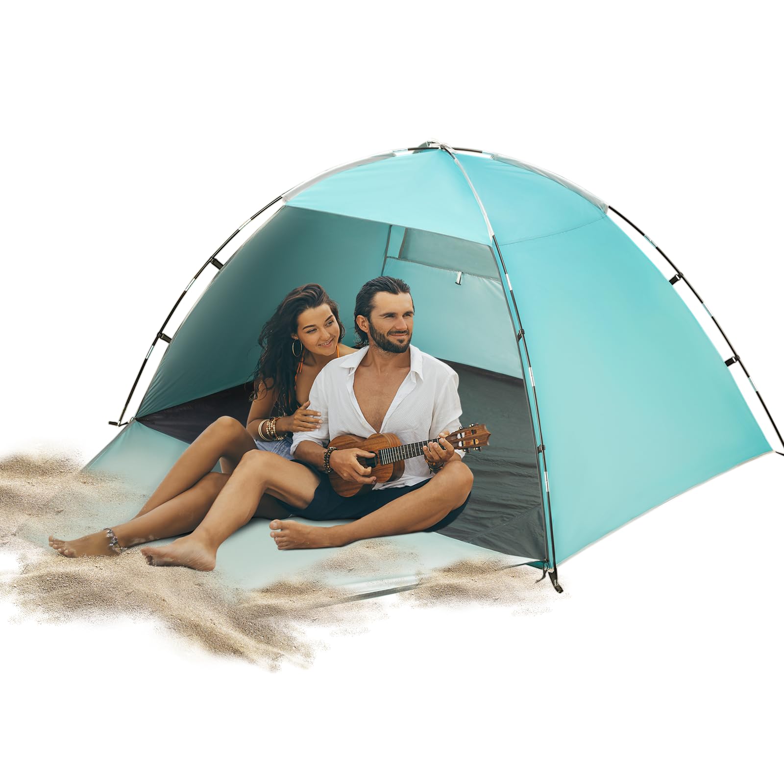Tenda Da Spiaggia, 2-3 Persone Tenda Parasole Spiaggia, UPF 50+ Uv Protection, Installazione Semplice, Leggera E Facile Da Trasportare, Per Campeggio, Spiaggia, Attività All'aperto