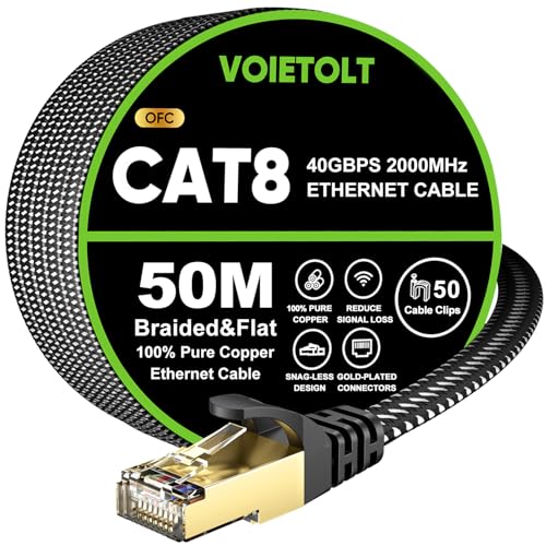 Voietolt Cavo Ethernet Cat8 50 Metri Piatto