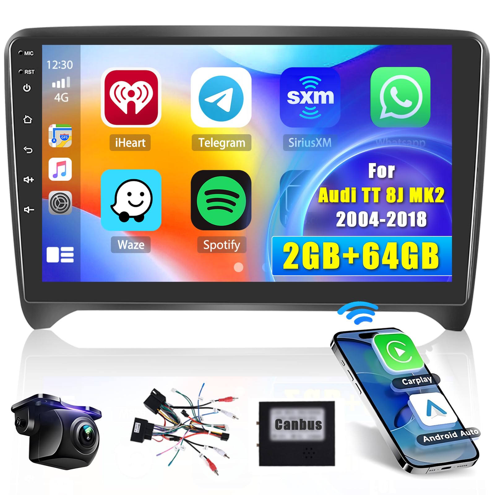 Hikity Android 13 Autoradio 9 Pollici per Audi TT 8J MK2