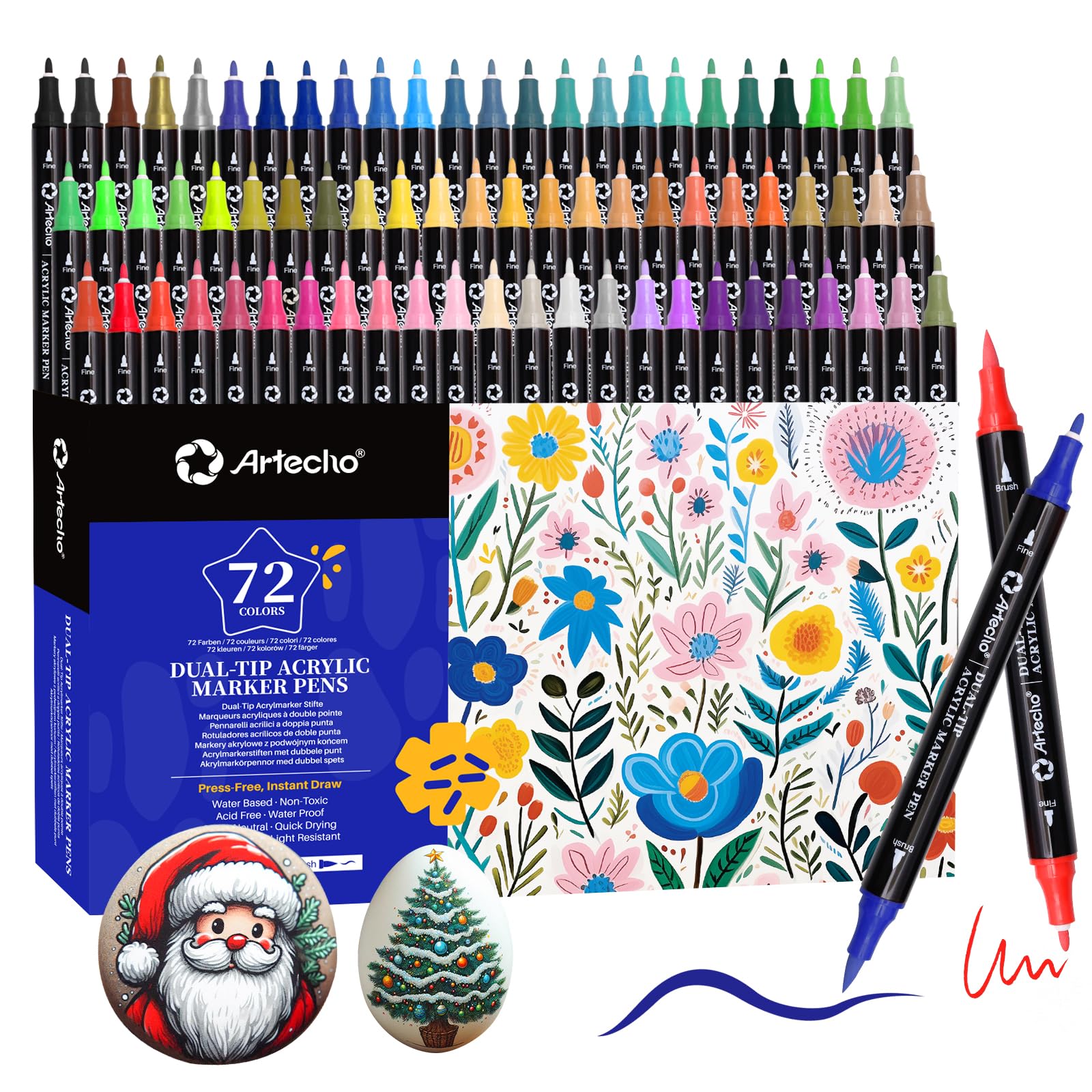 Artecho Pennarelli Acrilici Doppia Punta 72 Colori