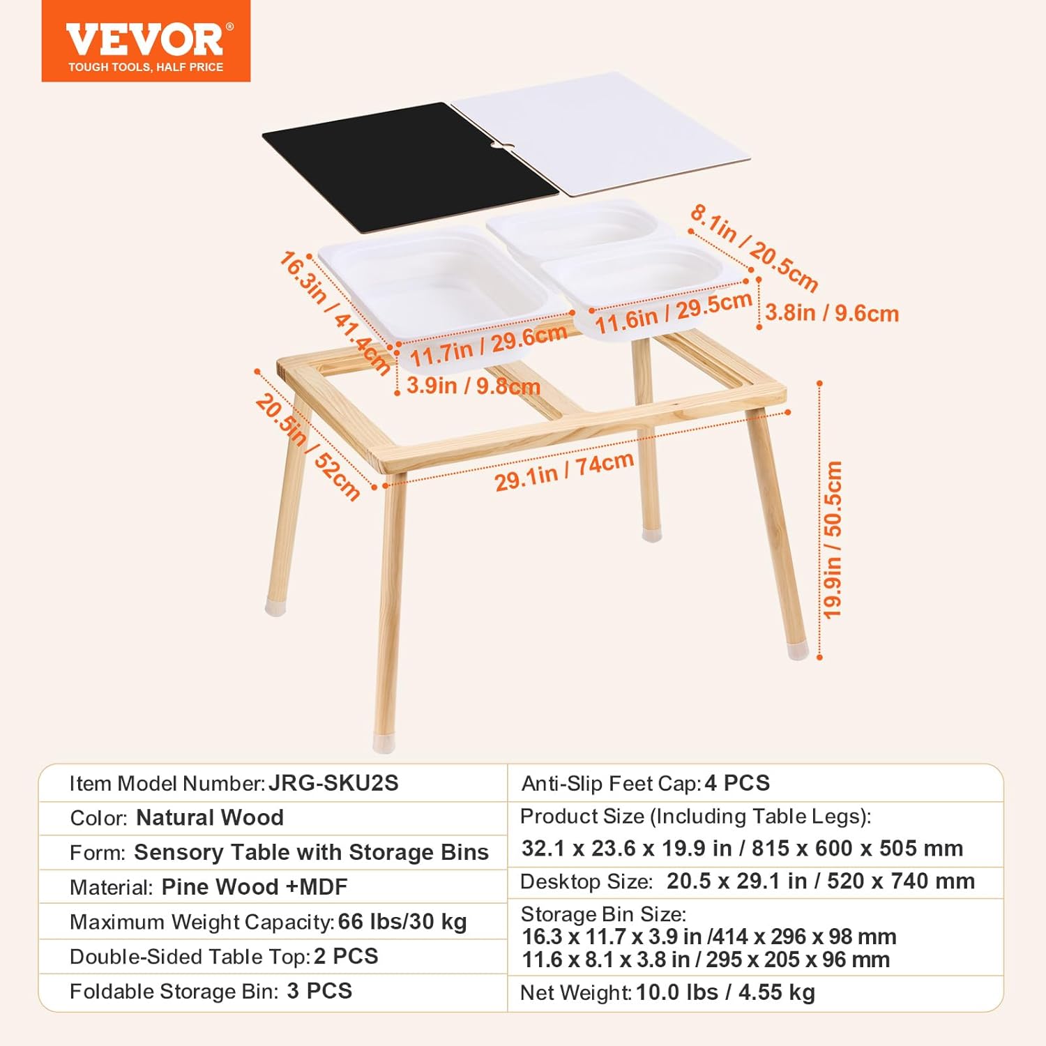 Vevor Tavolo Sensoriale per Bambini con 3 Contenitori - immagine 7