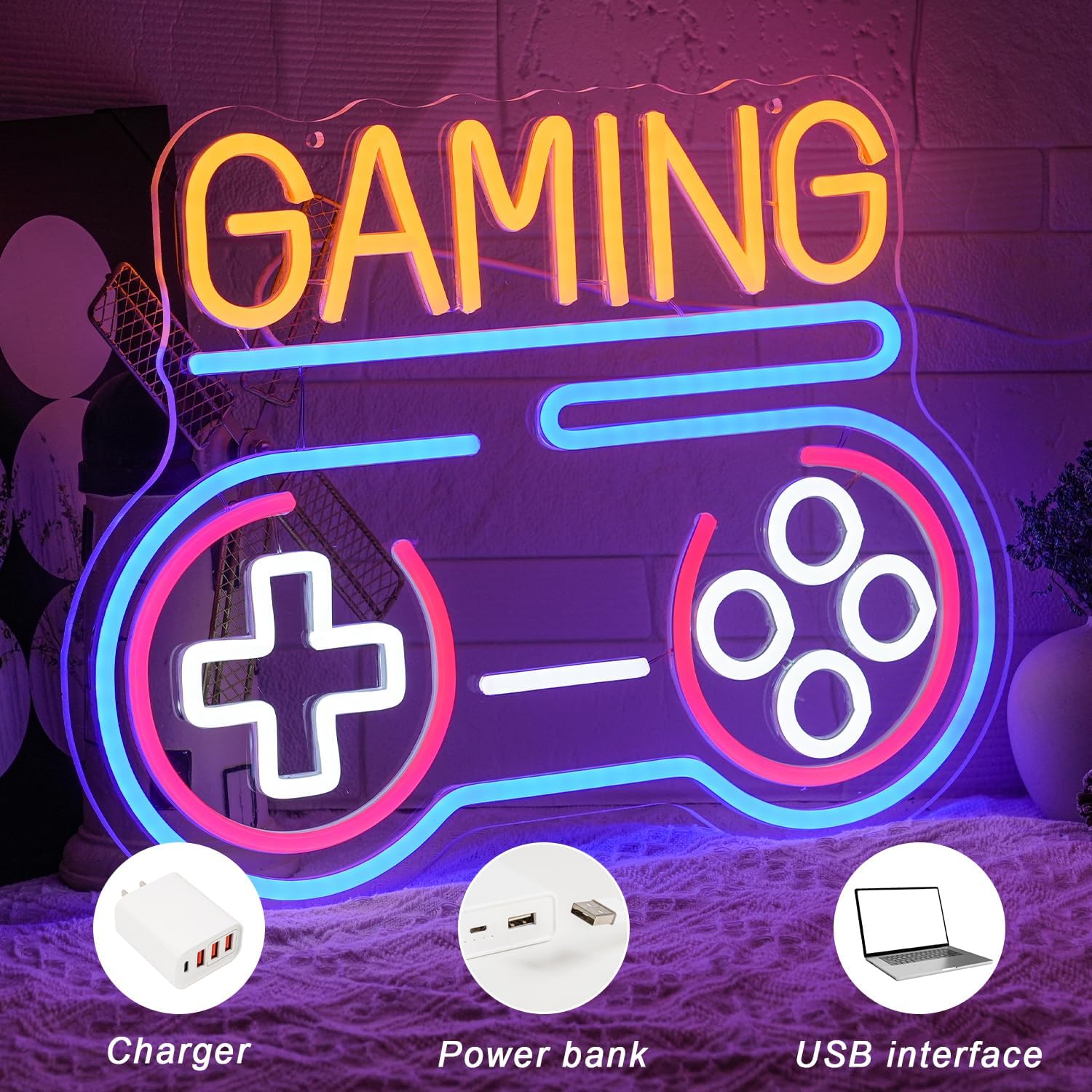 LMSIGNLY Targa da gioco neon per decorazione da parete - immagine 3