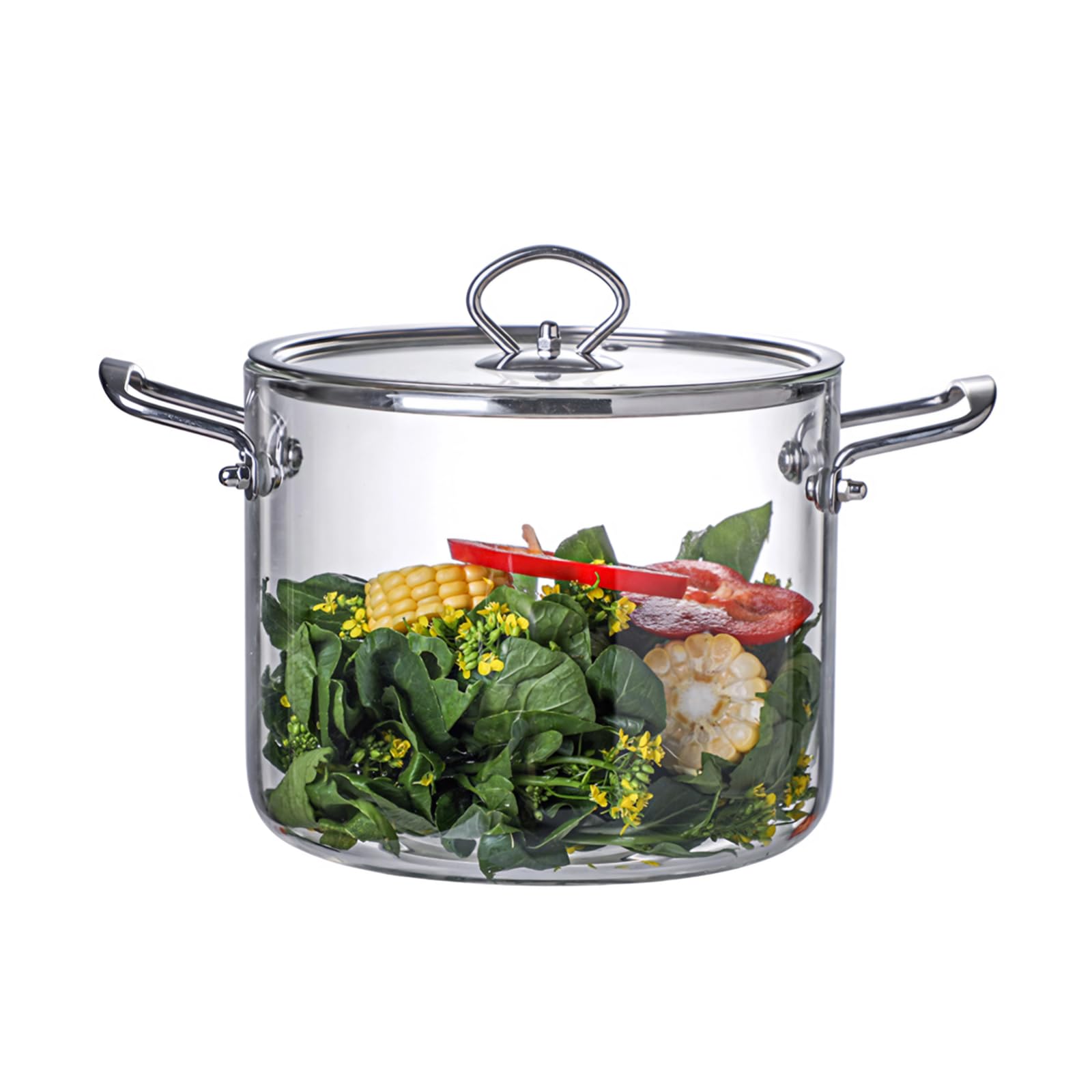 Pentola in Vetro 4,5 Litri con Coperchio e Manici