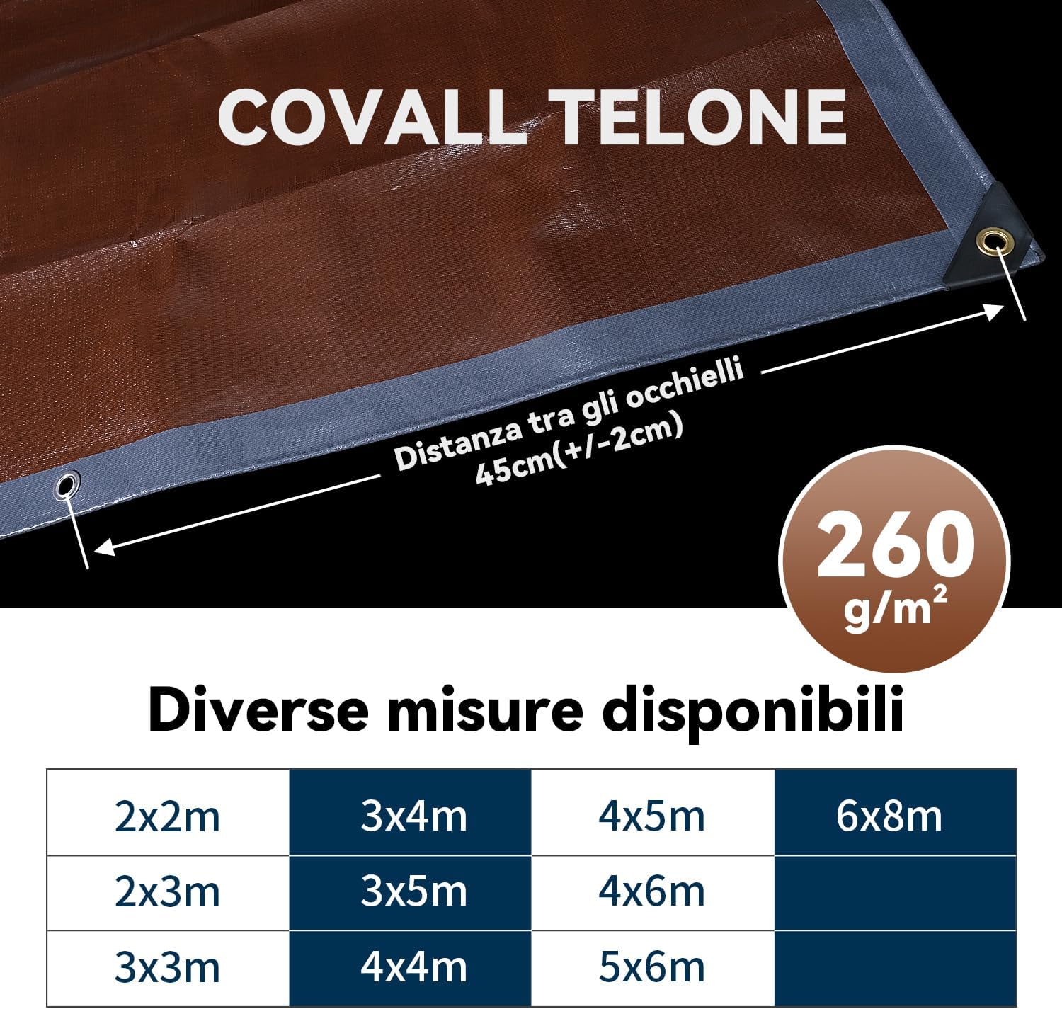 Covall Telo Telone Occhiellato Impermeabile 260g/m² - immagine 5