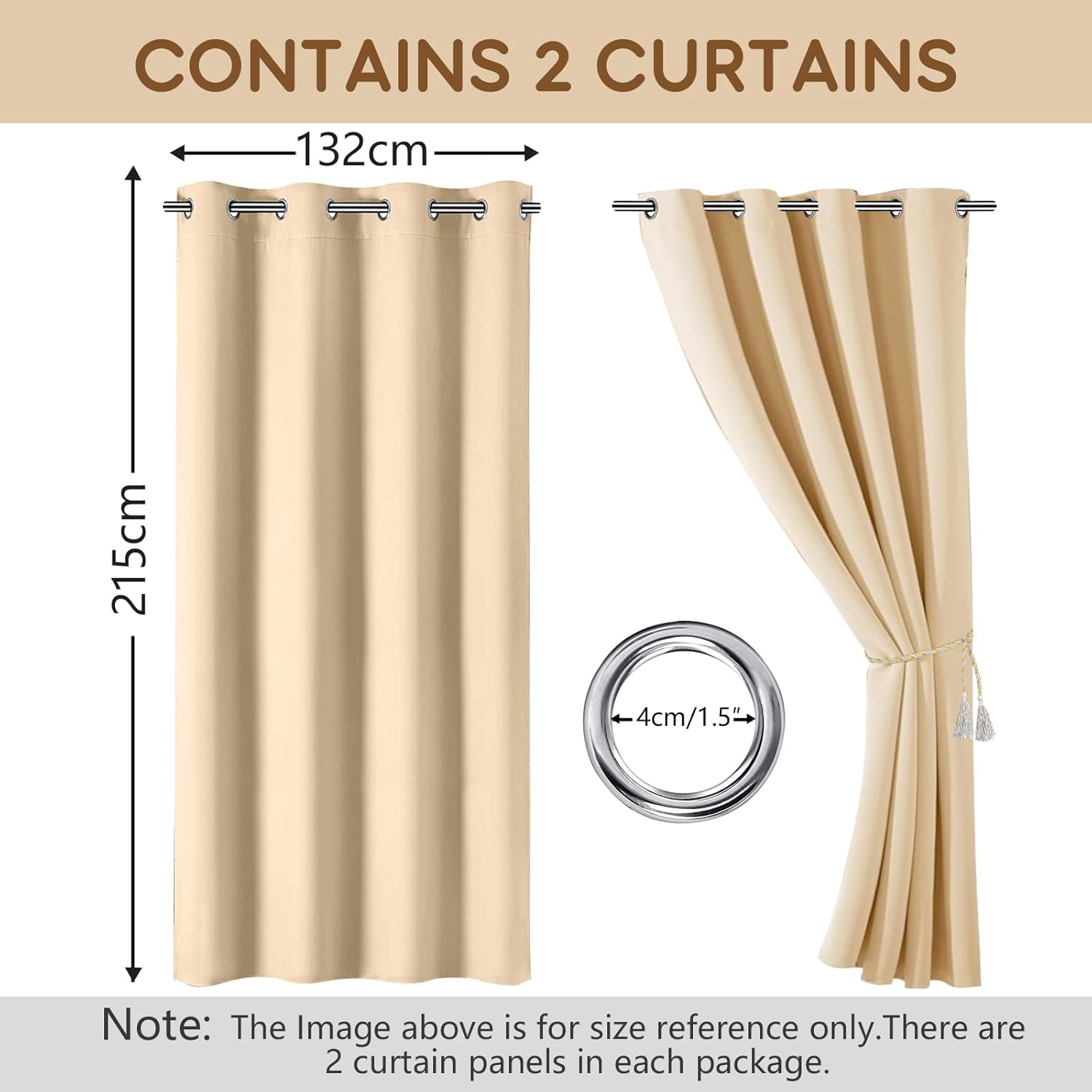 Pitmt Tende da Esterno 2 Pezzi 132x215cm, Beige - immagine 8