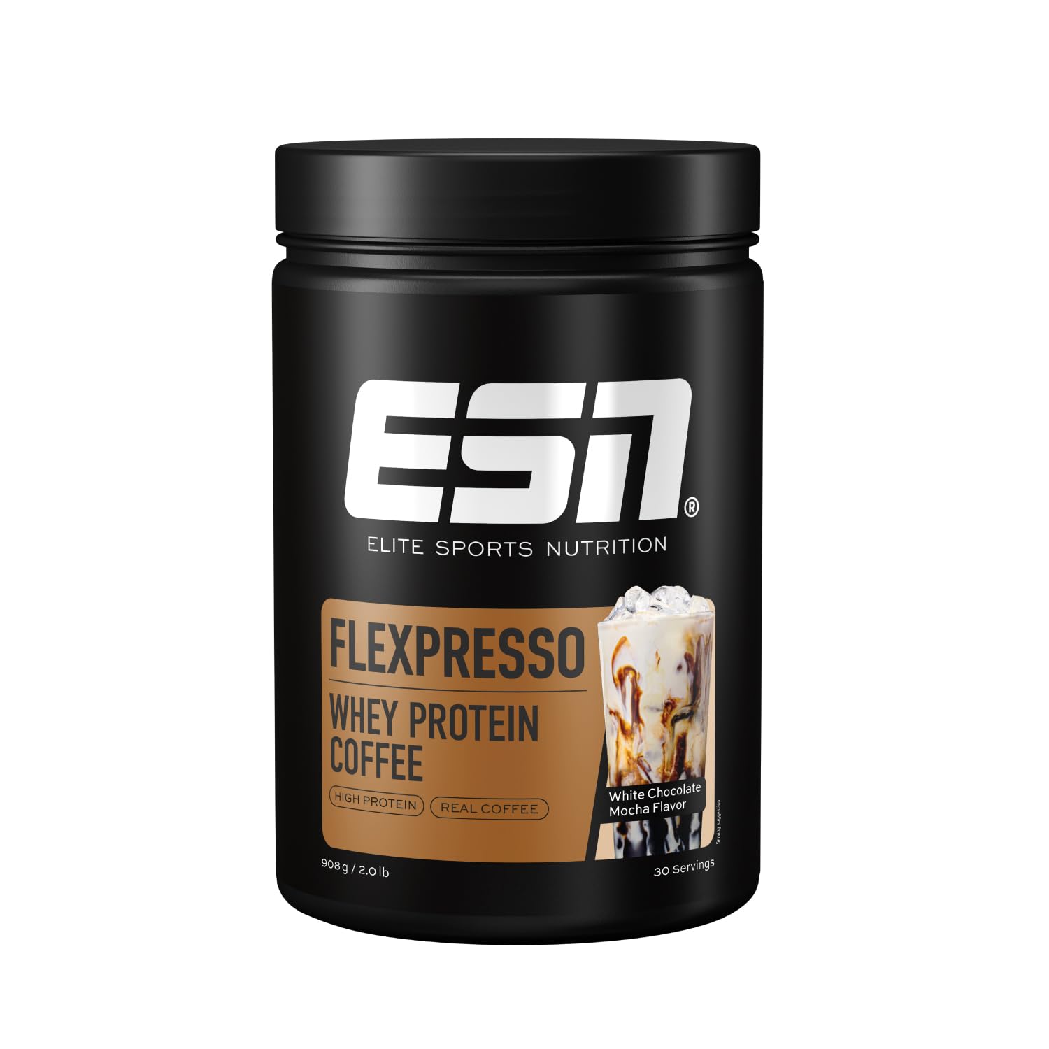 ESN Flexpresso Protein Coffee, White Chocolate Mocca, 908 g, caffè proteico cremoso con fino a 22 g di proteine per porzione - prodotto in Germania