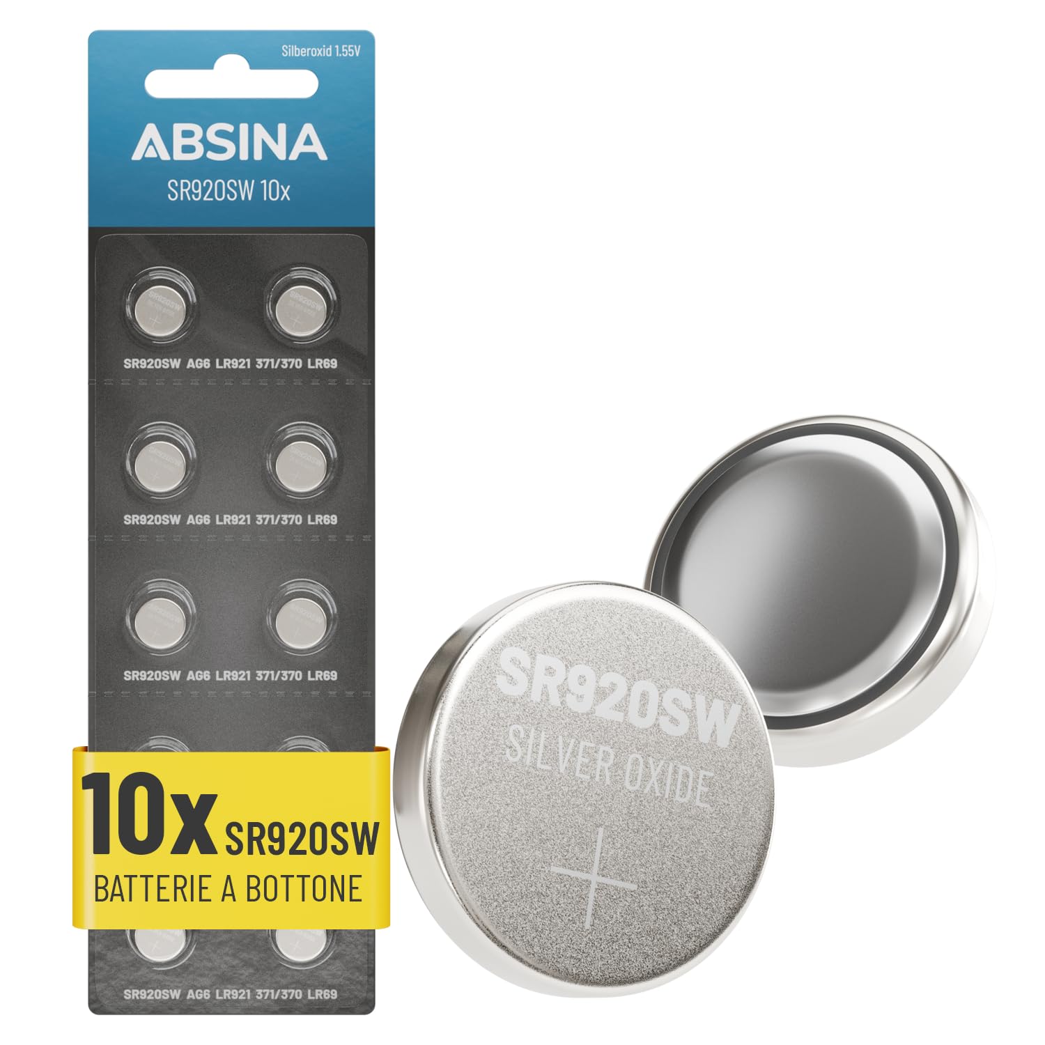 Absina 10x Batteria SR920SW Orologio 1,55V