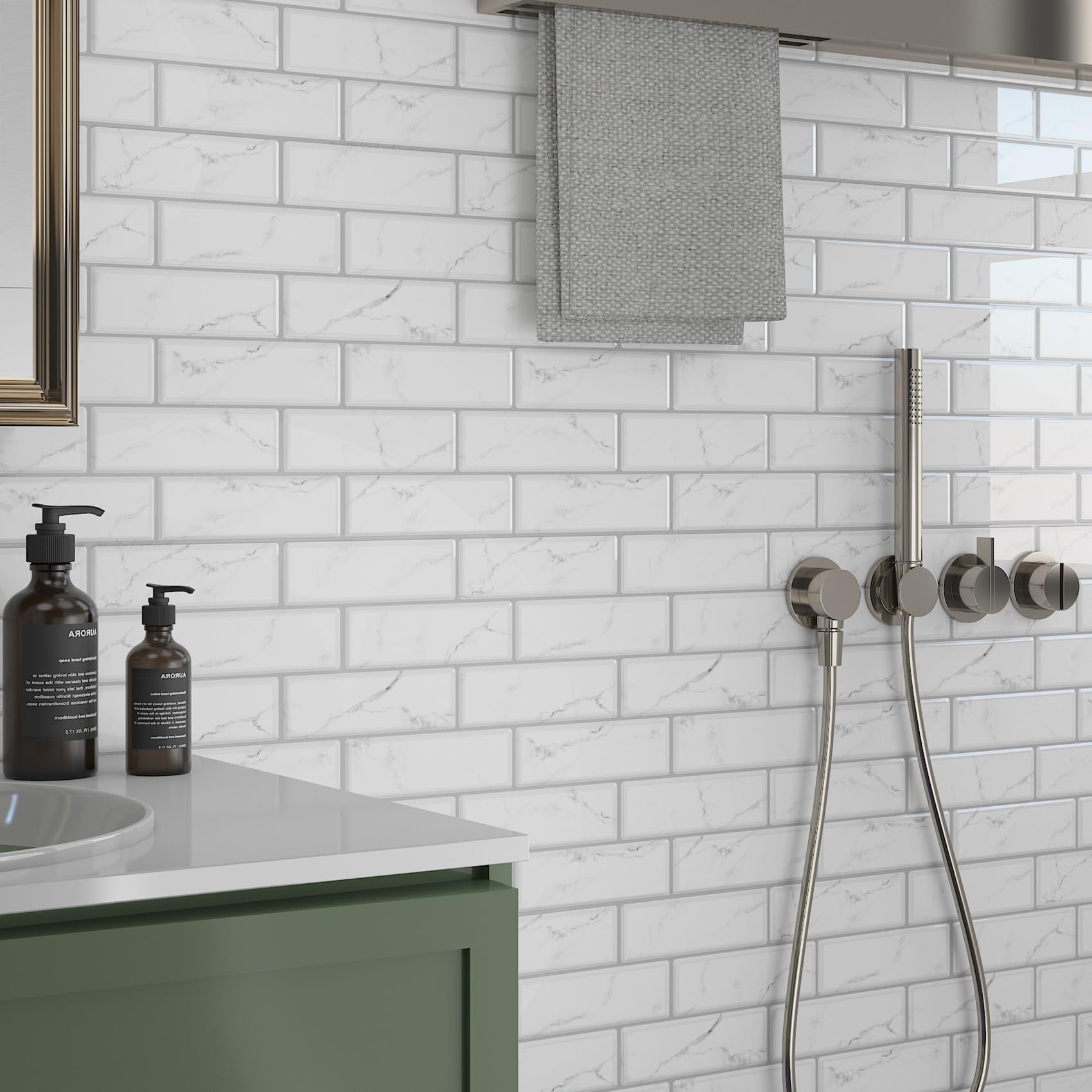 Livelynine Paraschizzi Cucina Adesivo Marmo Grigio 30x30cm (32 pz)