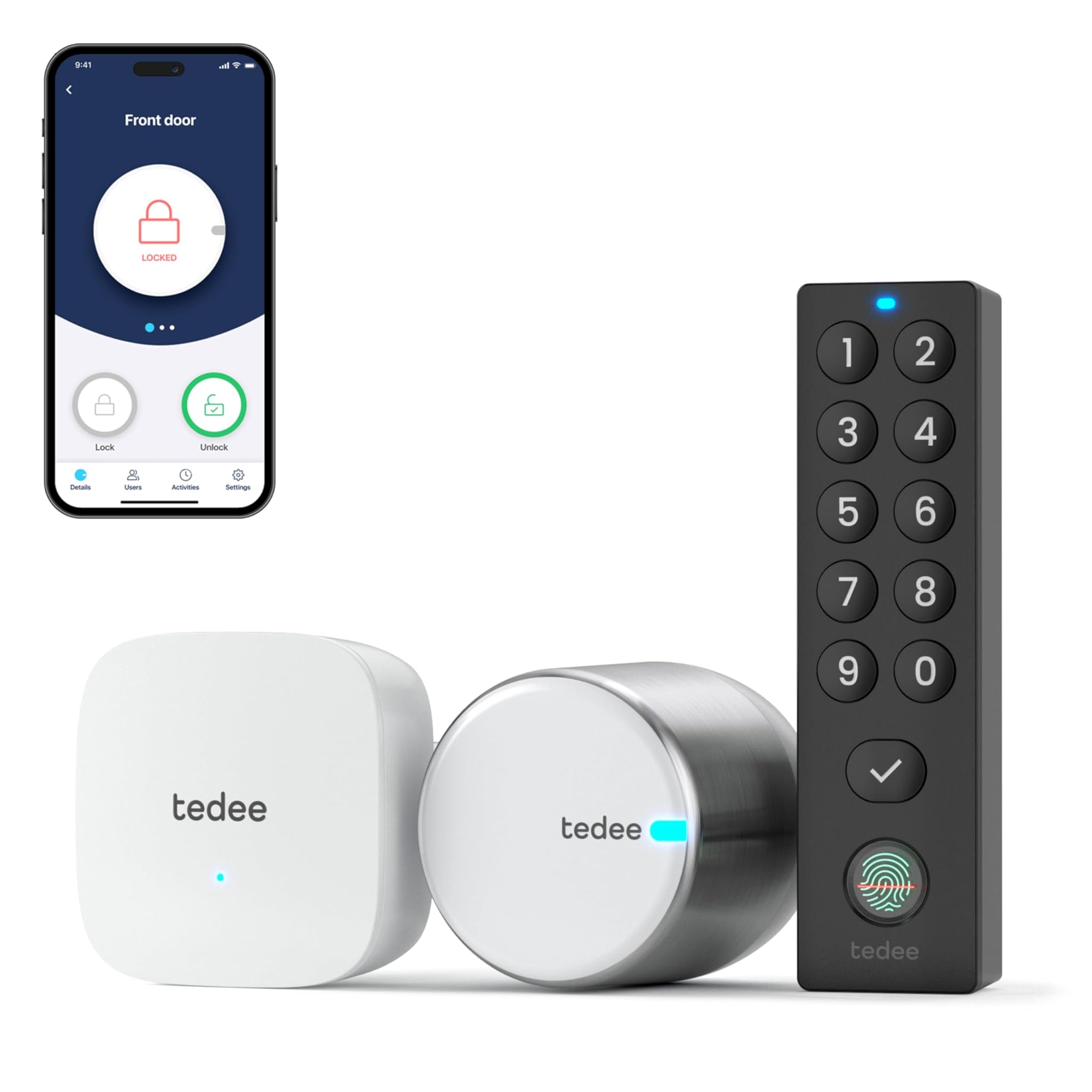 Tedee GO2 Allu Serratura Smart con WiFi e Tastierino Biometrico