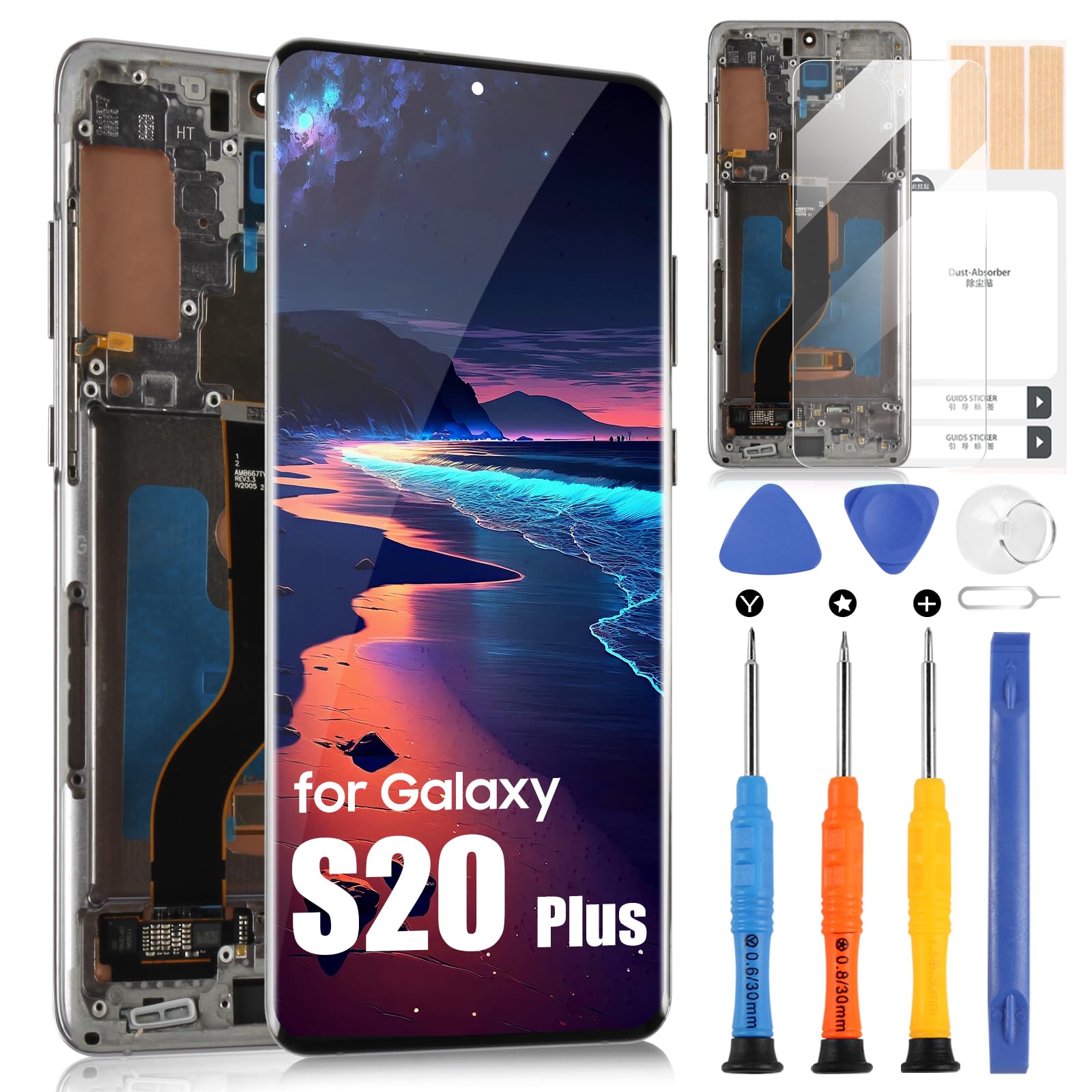 Display LCD per Samsung S20 Plus 4G/5G, Nero con Telaio