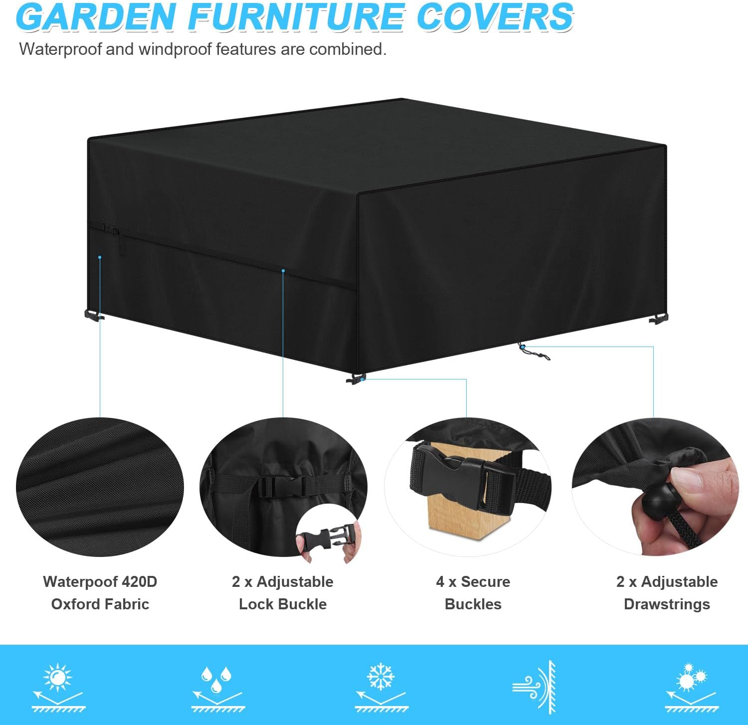 SIMPHAUS Telo Copertura Mobili Esterno Impermeabile 250x180x100cm - immagine 2