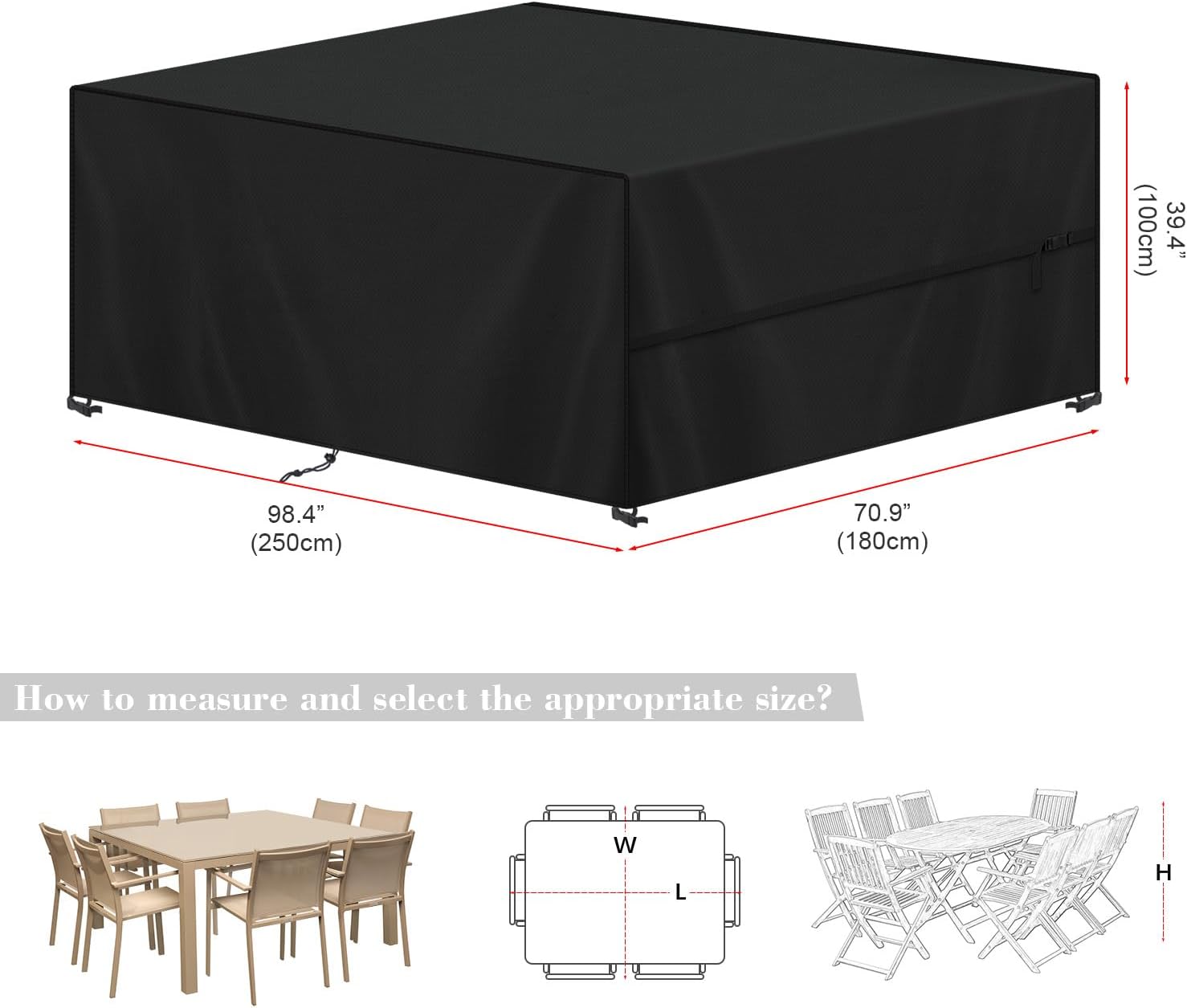 SIMPHAUS Telo Copertura Mobili Esterno Impermeabile 250x180x100cm - immagine 3