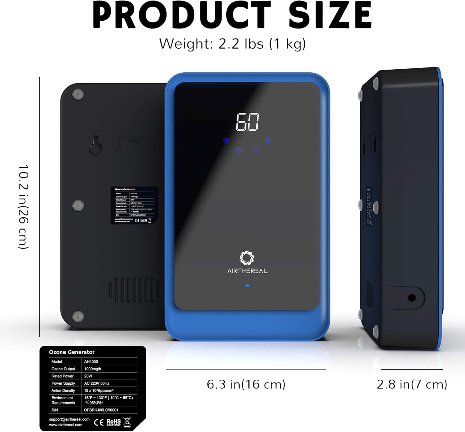 Airthereal AH1000 Generatore di Ozono per Acqua e Aria - immagine 8