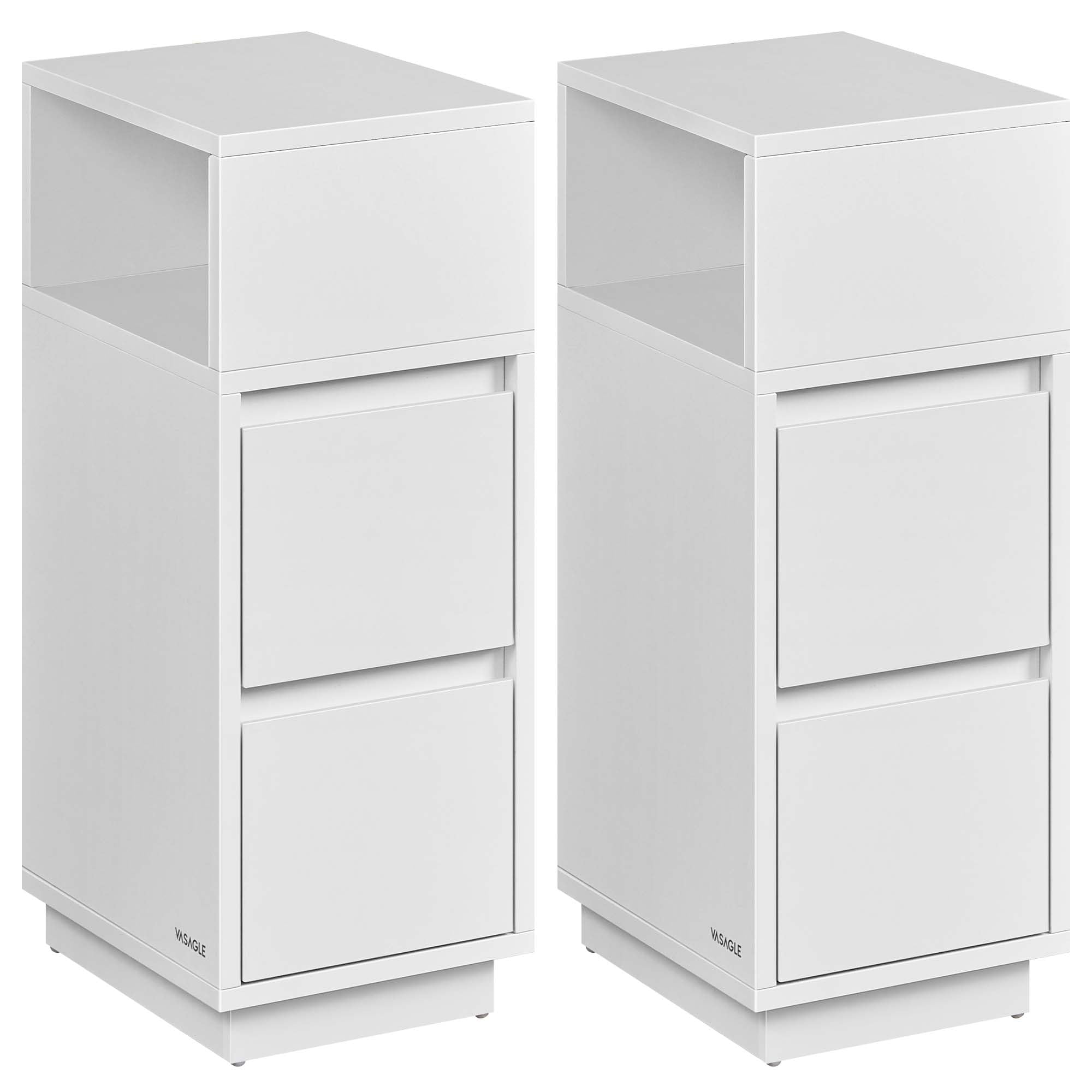 Vasagle KAILYN - Set 2 Comodini Stretti, Bianco Nuvola