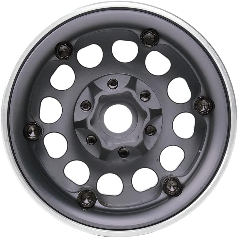 Injora 4PCS RC 1,9 Cerchioni Metallo Beadlock, Grigio - immagine 4