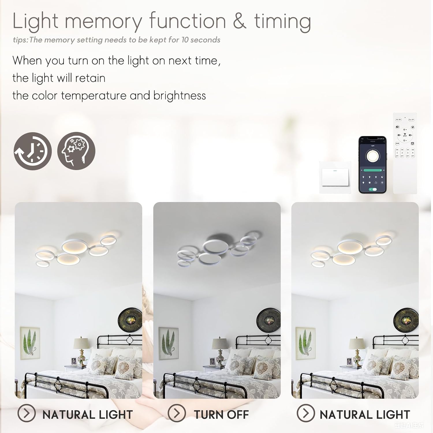 Lampadario LED Soffitto Moderno 6 Anelli 95cm, Nero - immagine 4