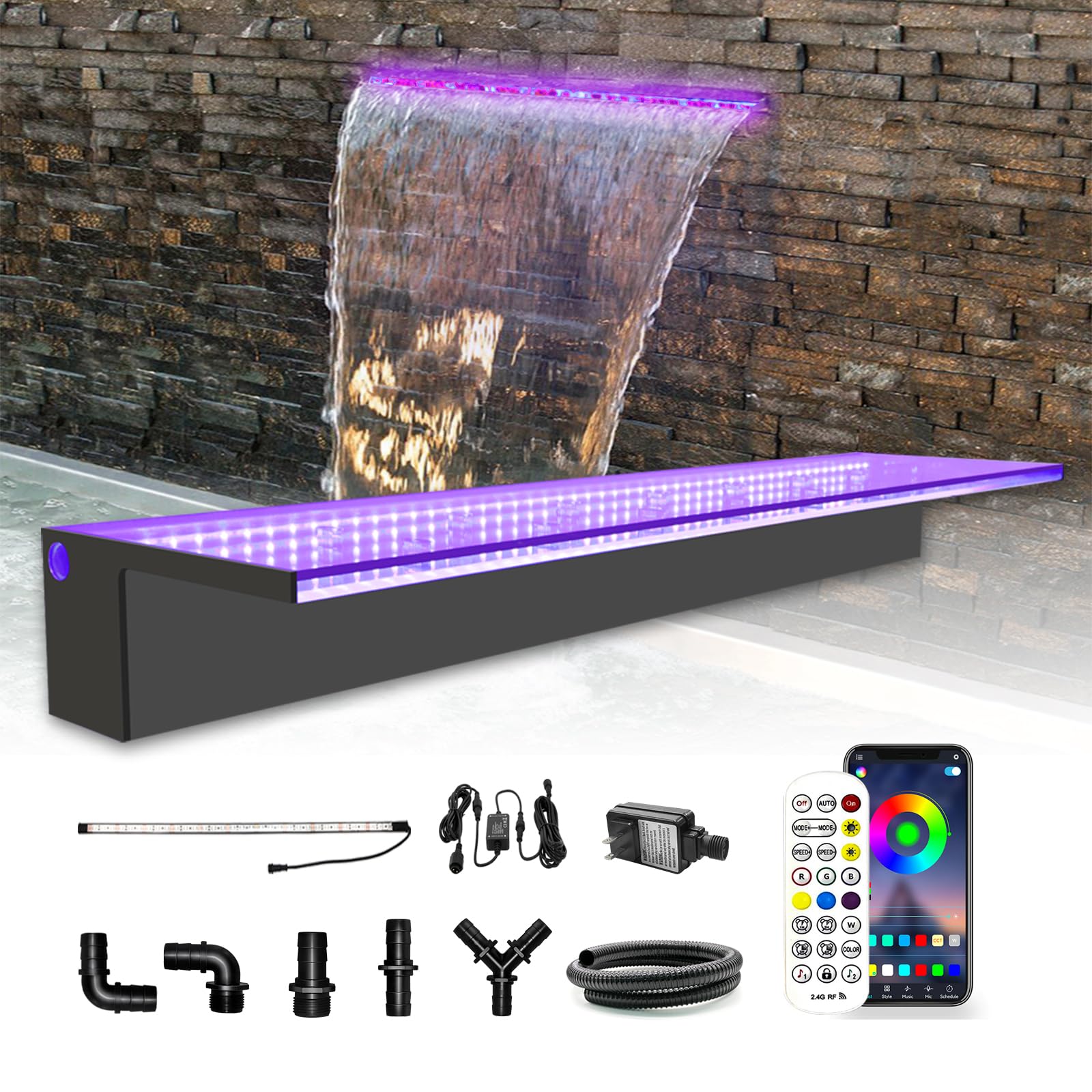 Longrun Fontana Cascata LED Multicolore 90cm