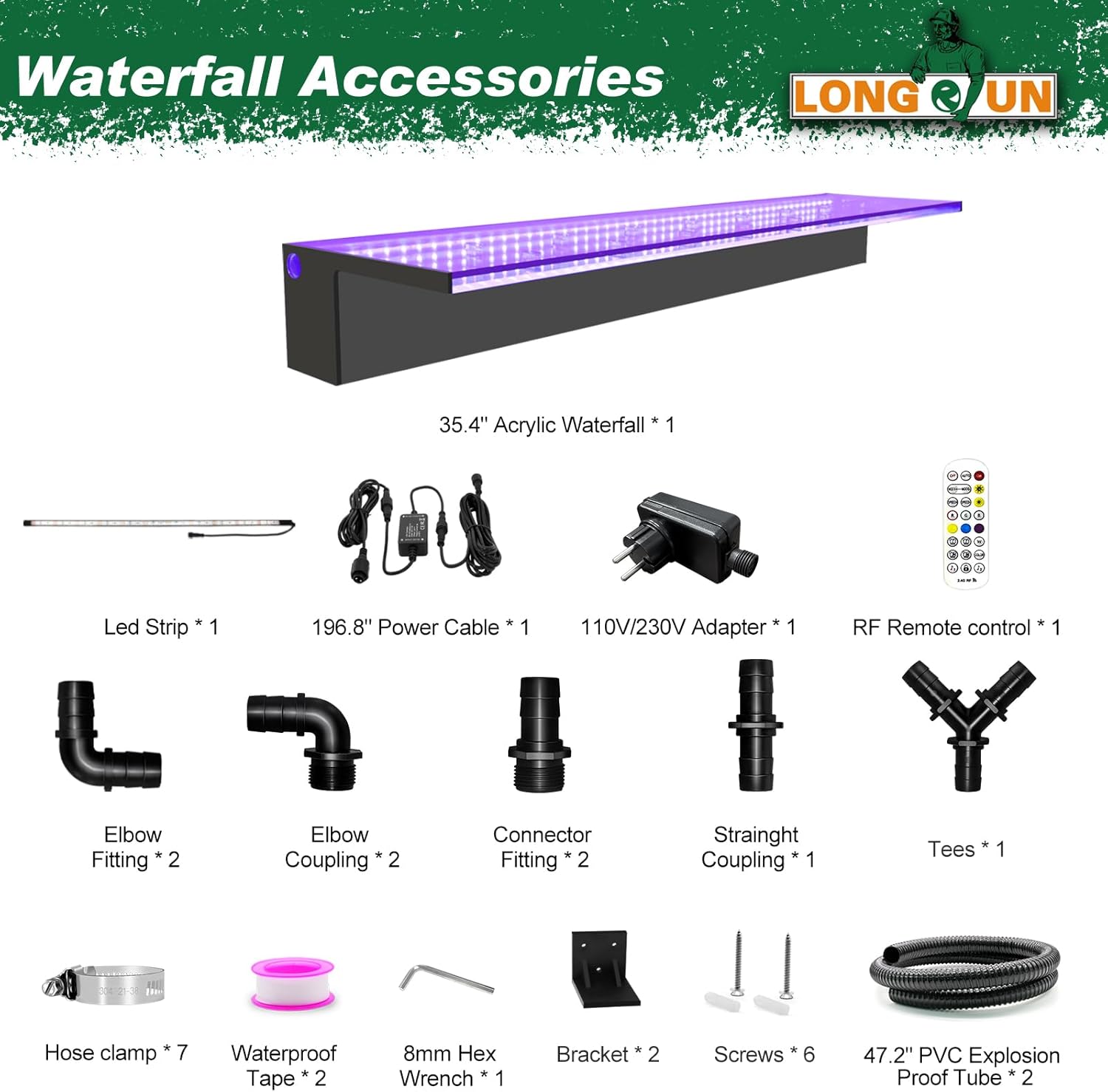 Longrun Fontana Cascata LED Multicolore 90cm - immagine 2