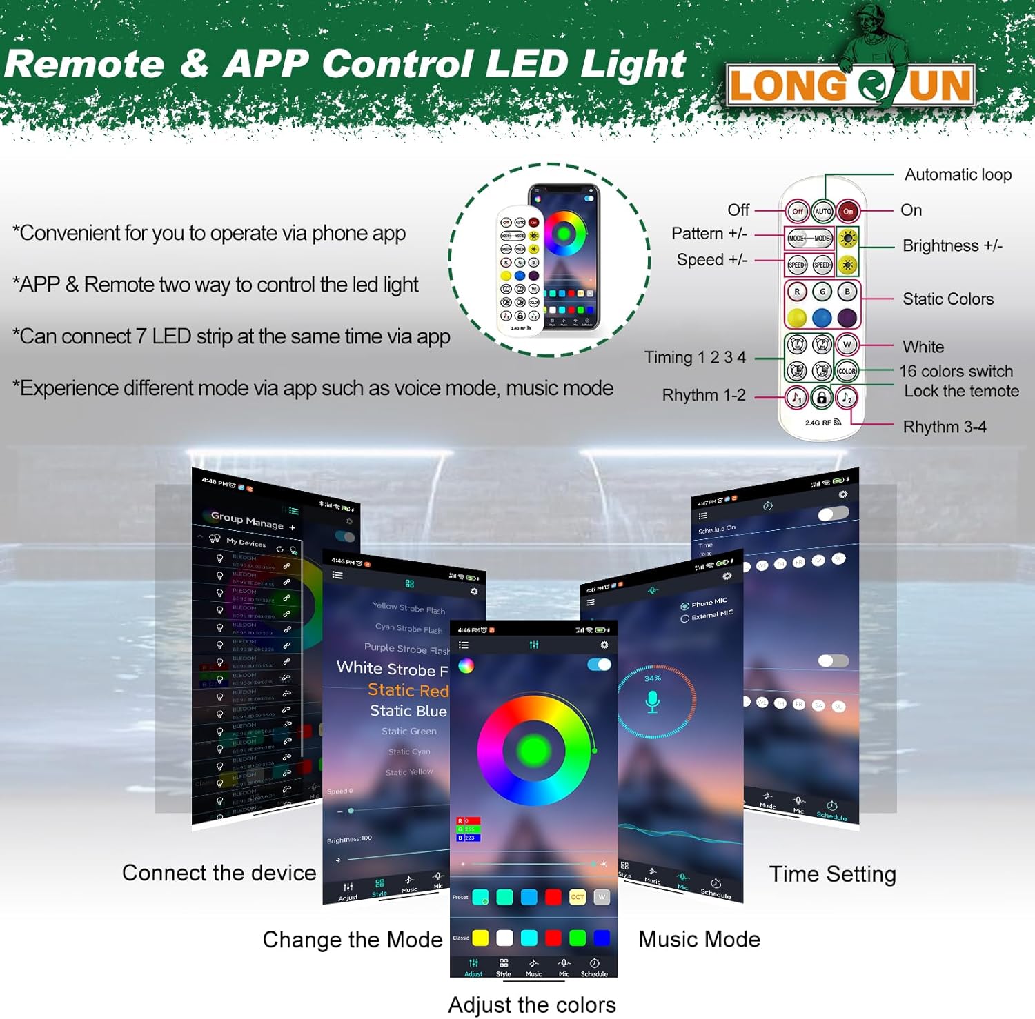 Longrun Fontana Cascata LED Multicolore 90cm - immagine 3