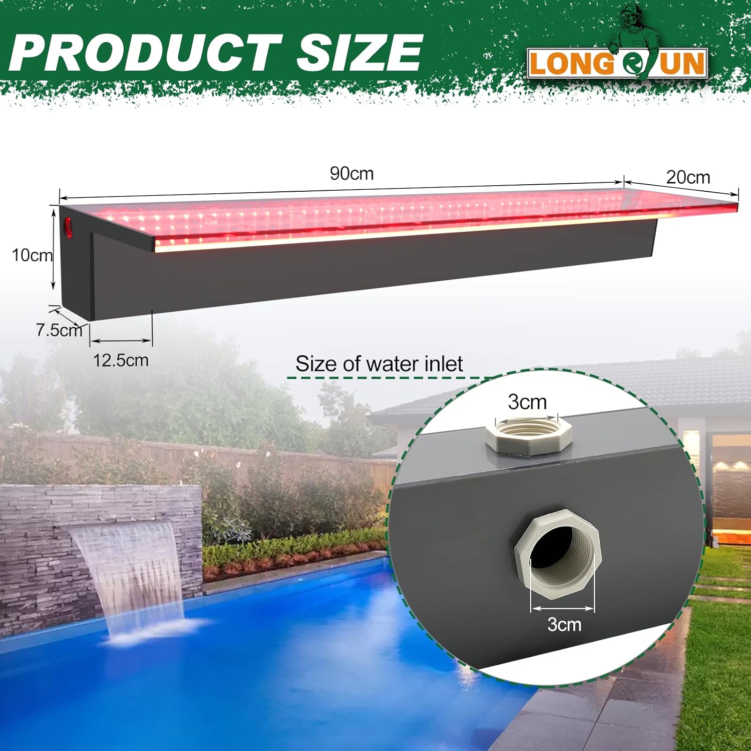 Longrun Fontana Cascata LED Multicolore 90cm - immagine 5