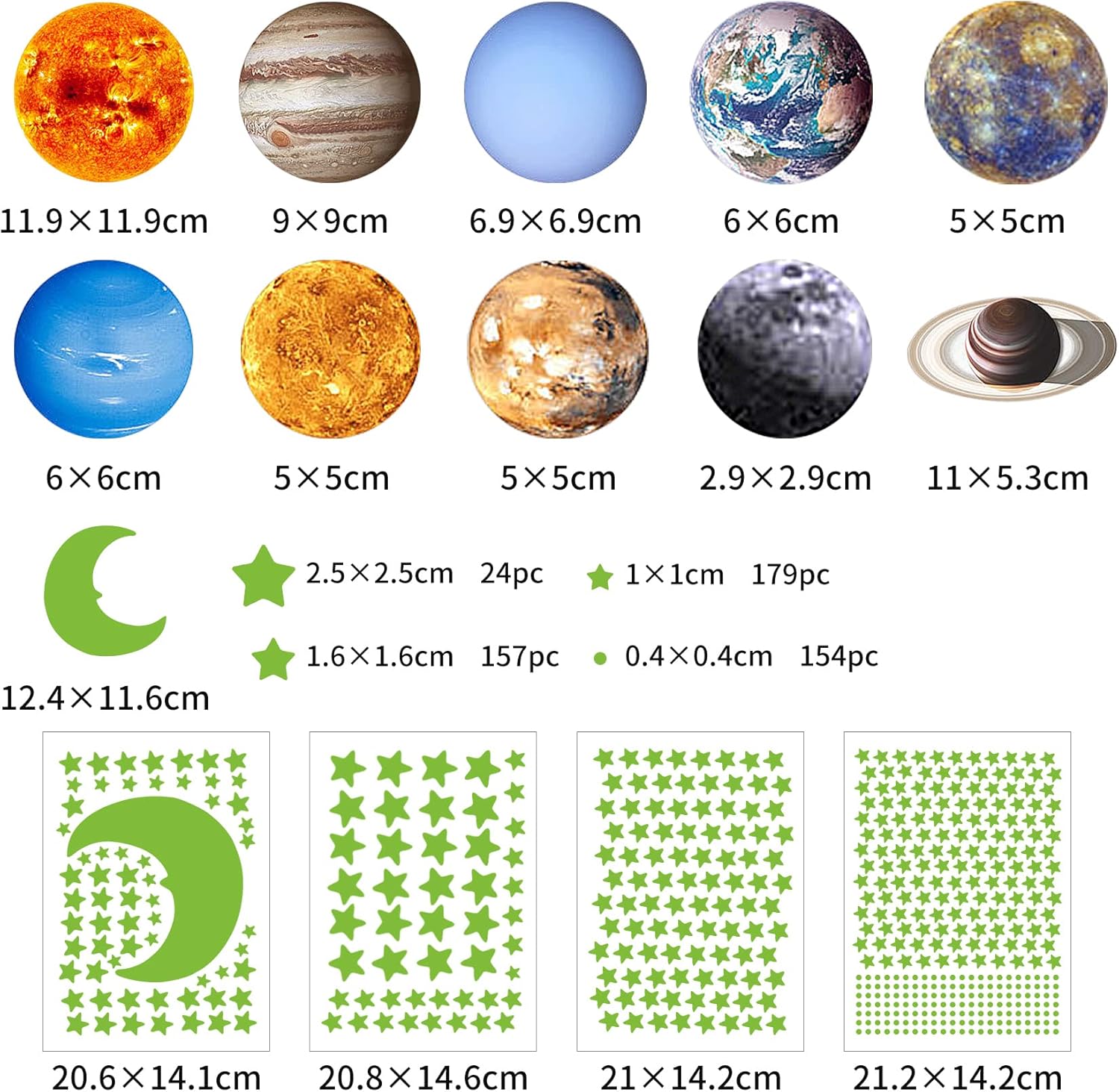 Yosemy Adesivi da Parete Fluorescenti Sistema Solare (9 Pezzi) - immagine 4