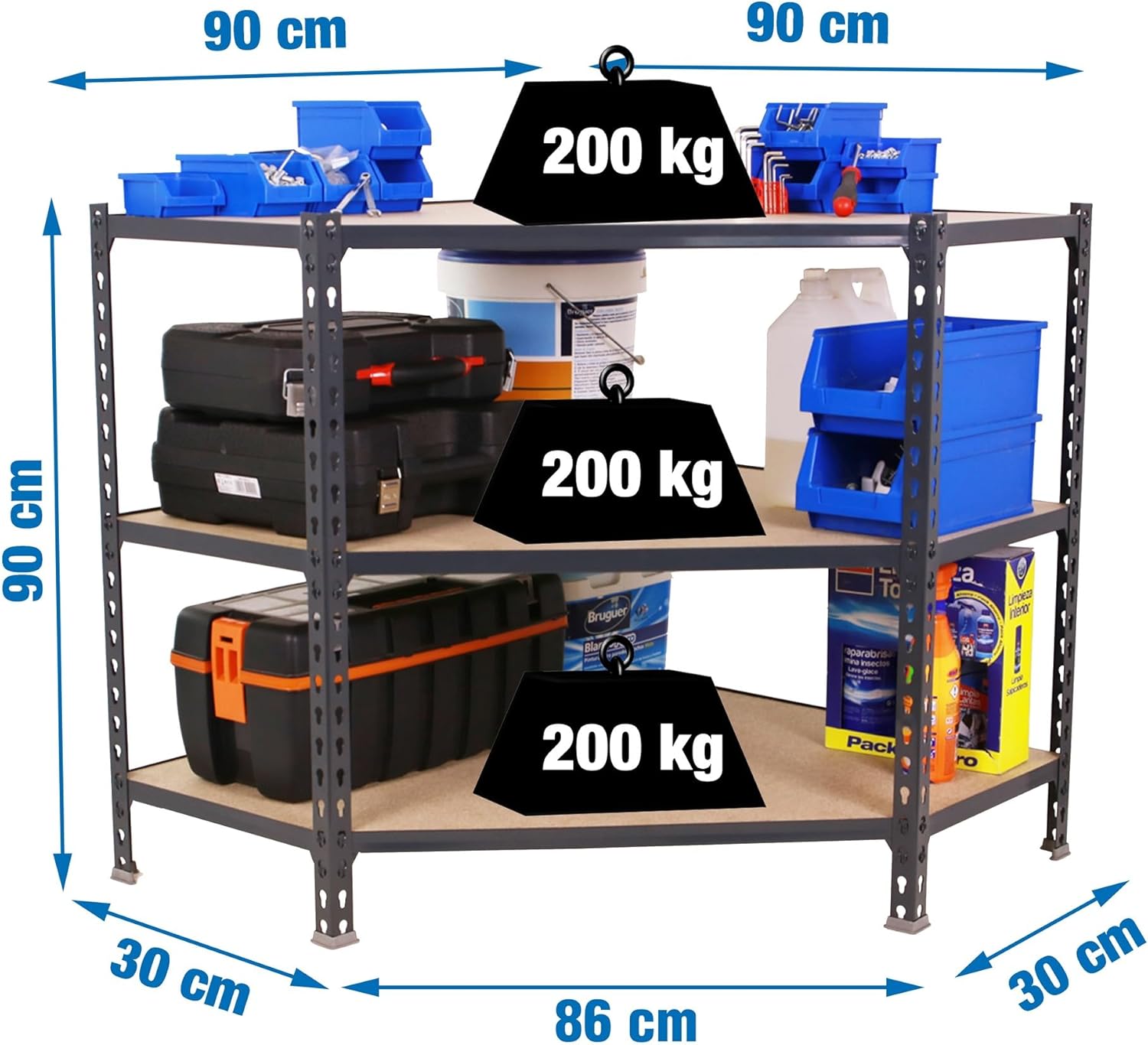 Simonrack Scaffale Metallo Maderclick Corner 90x90x30cm - immagine 3