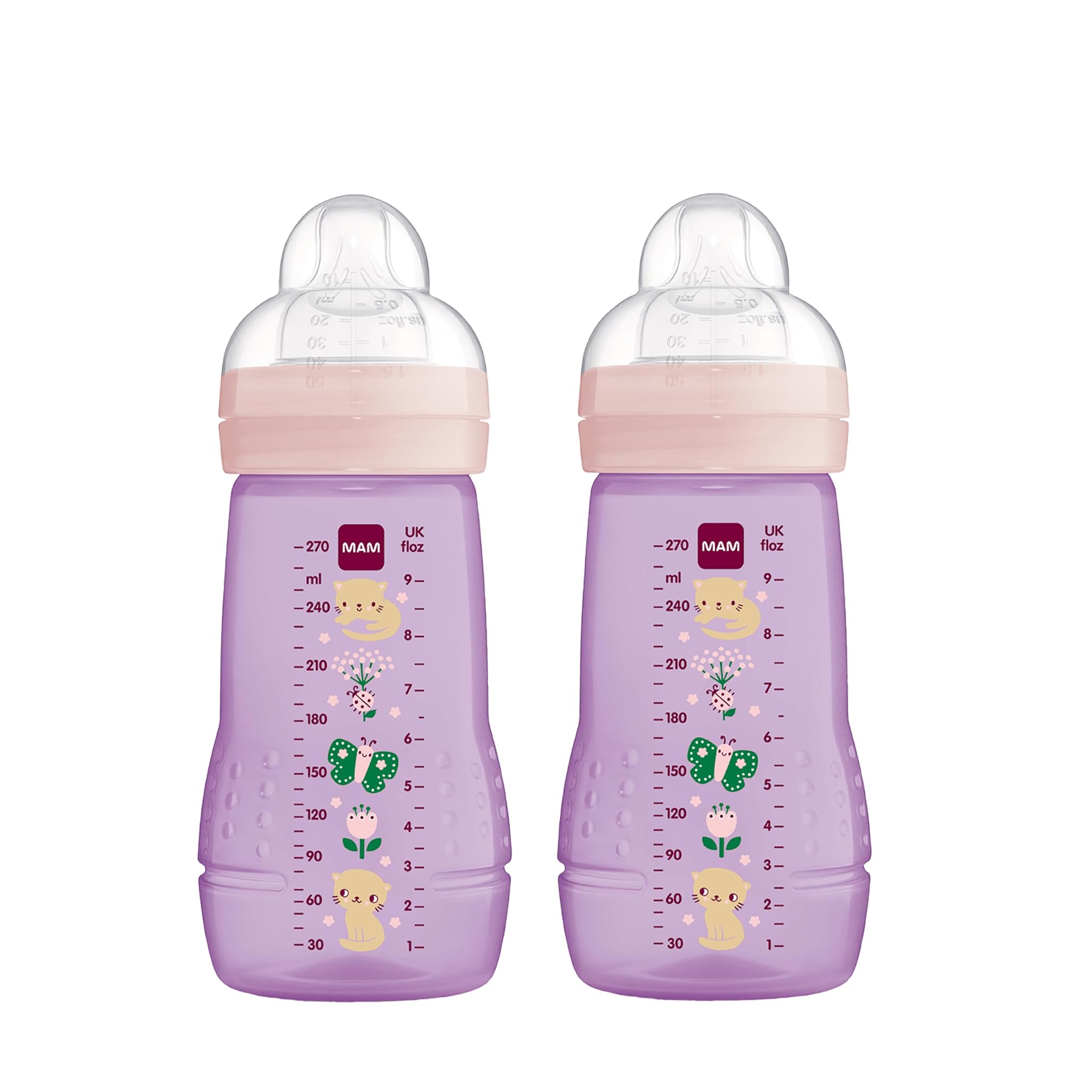 Mam Easy Active - Set 2 Biberon 270ml, Farfalle