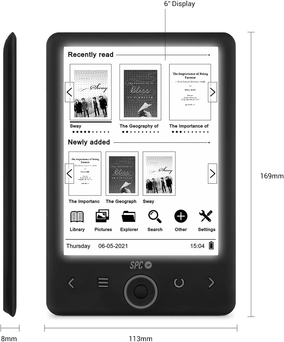 Spc Dickens Light 2 - E-book Reader Retroilluminato, Nero - immagine 3