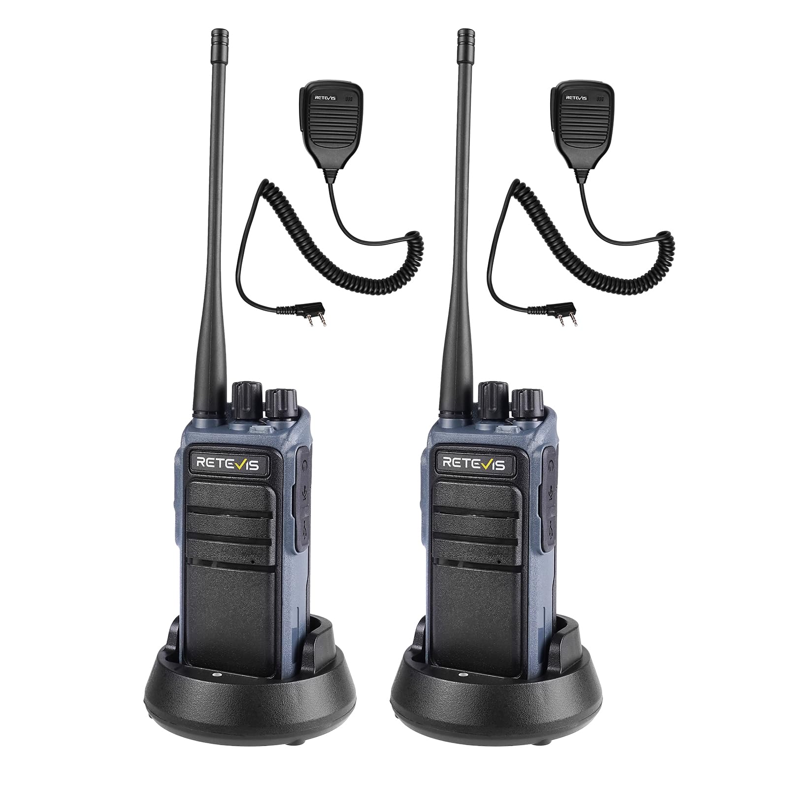 Retevis C64 Walkie Talkie Ricaricabile, Nero (2 Pezzi)