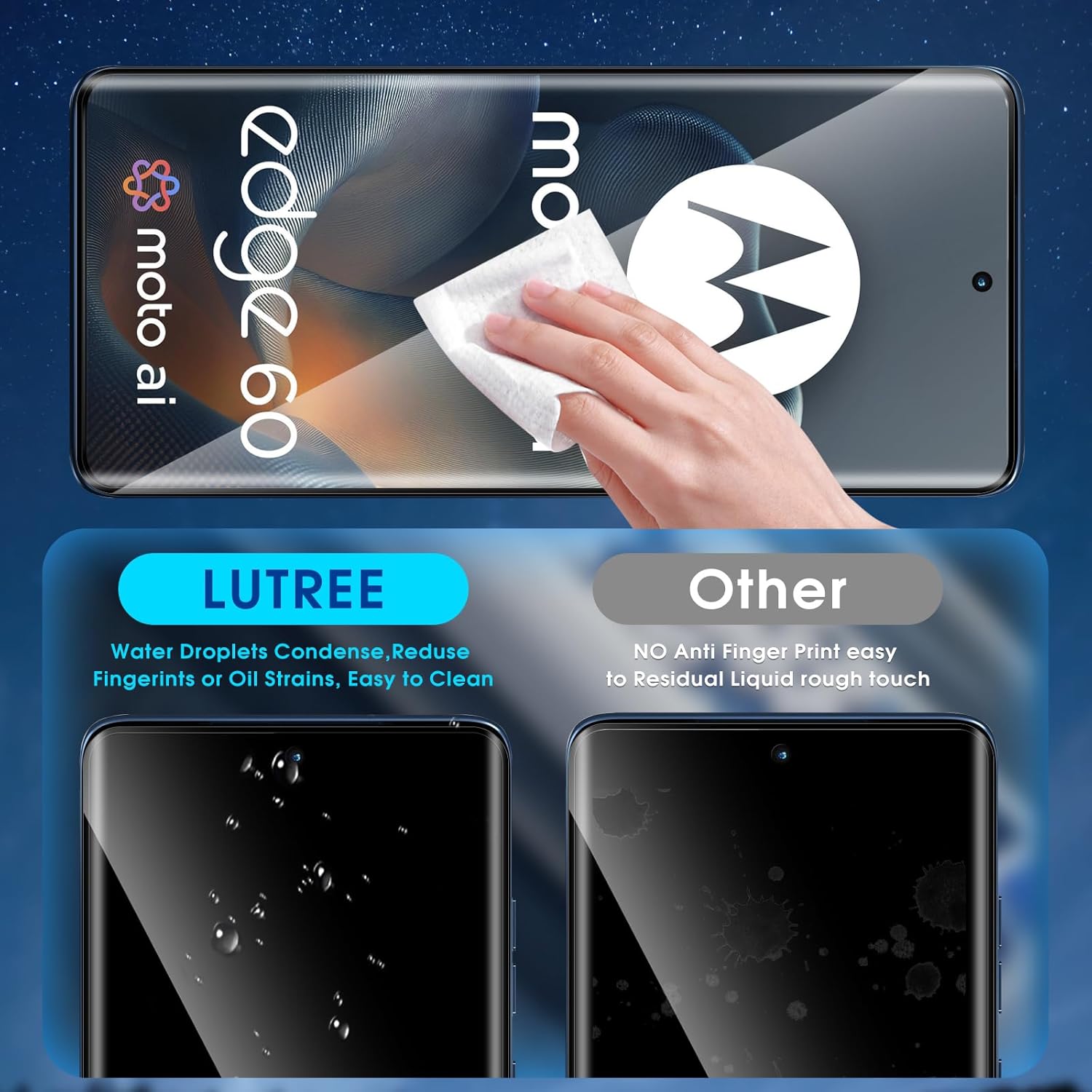 Lutree Vetro Temperato per Motorola Moto Edge 60 - immagine 4