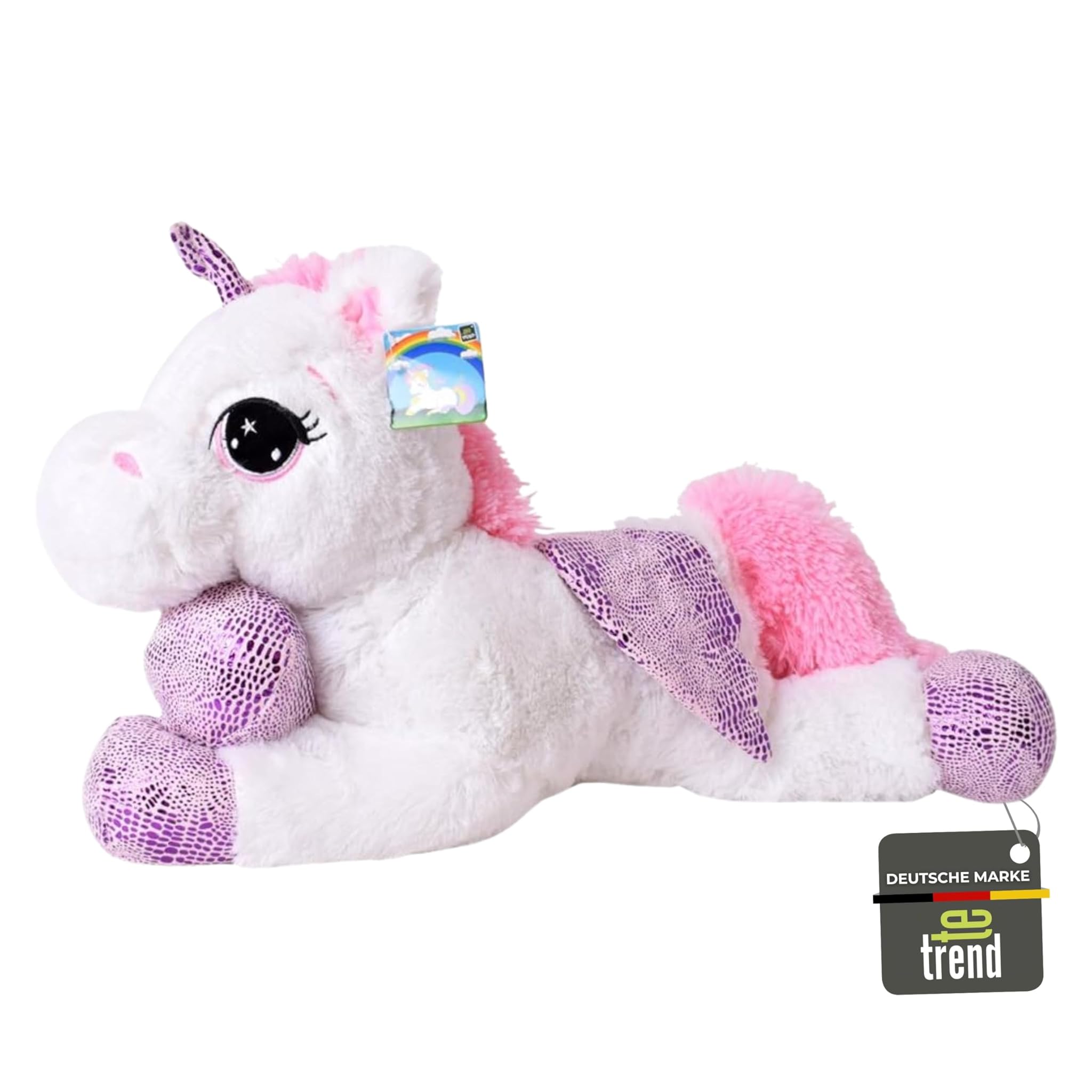 te-trend Peluche Cavallo Unicorno Sdraiato 60cm