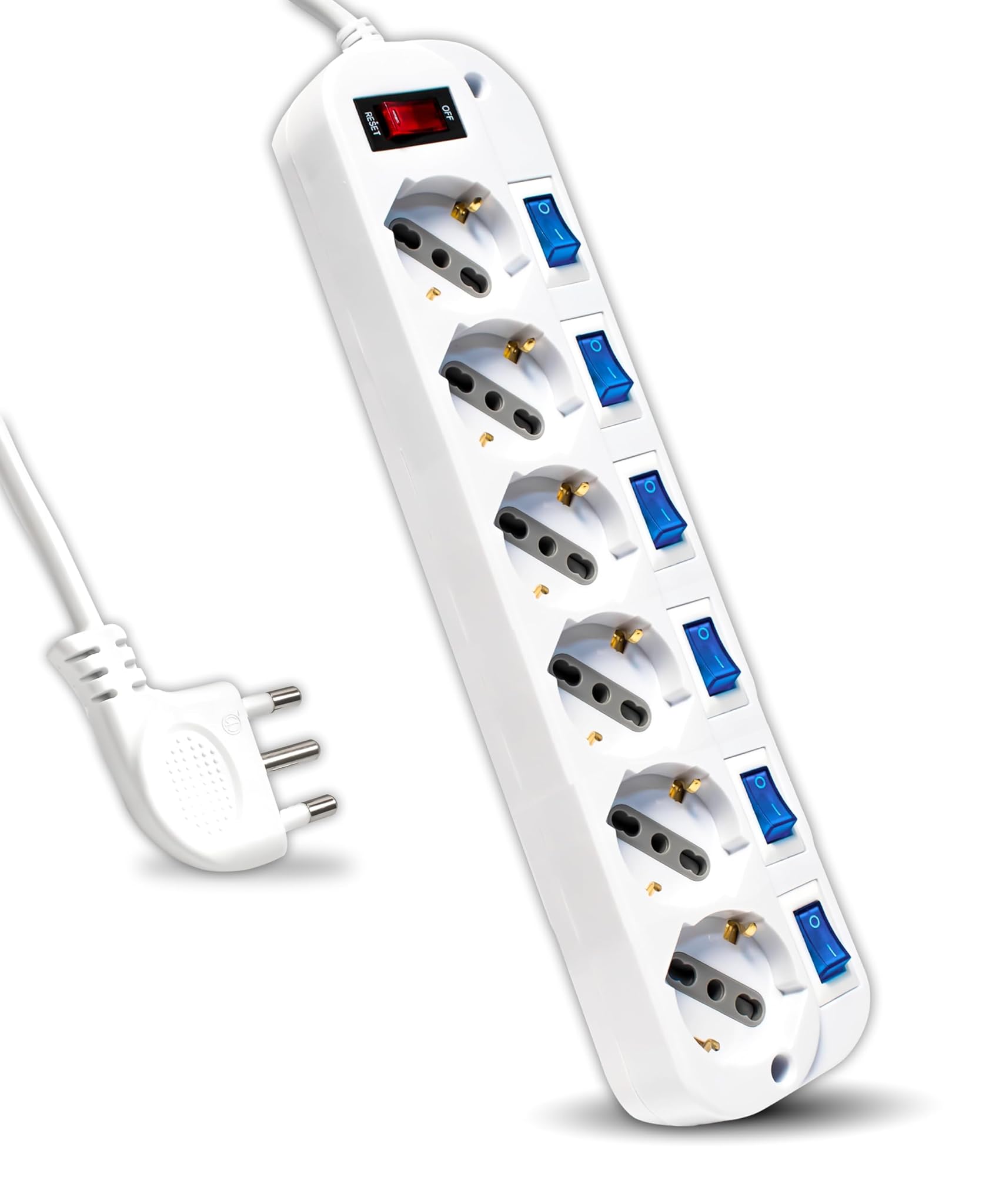 V-tac Ciabatta Multipresa 6 Prese con Interruttori Indipendenti, Bianca