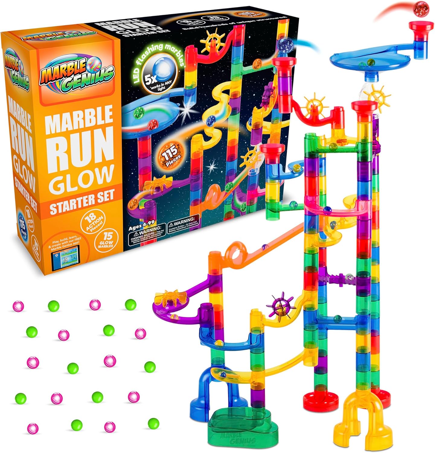 Marble Genius Marble Glow Run Set 115 pezzi - immagine 1