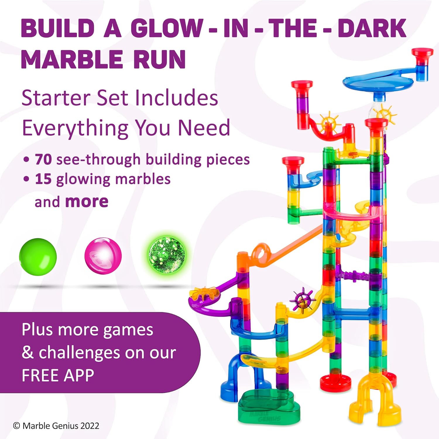 Marble Genius Marble Glow Run Set 115 pezzi - immagine 3