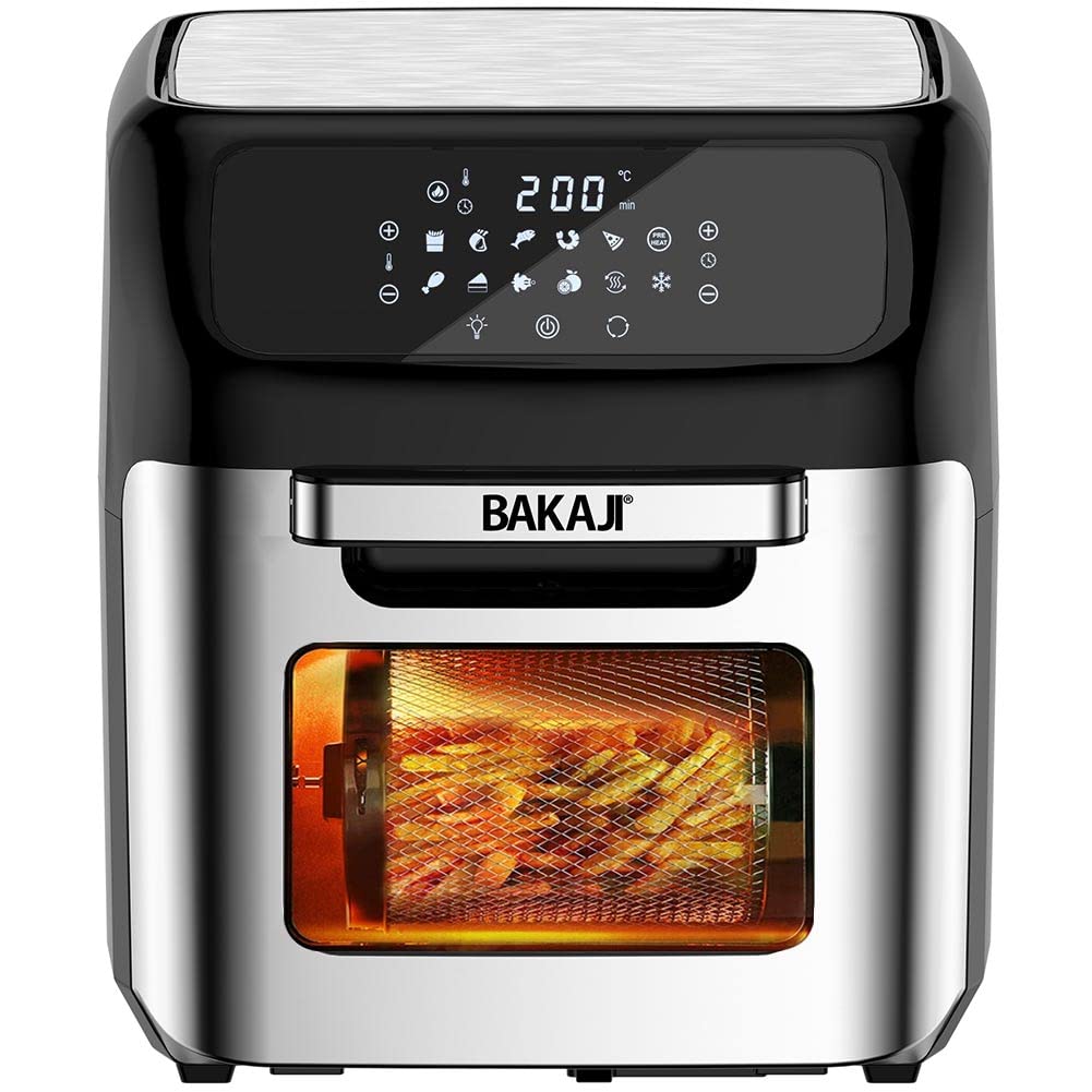 Bakaji Forno Friggitrice ad Aria Calda 12Lt 1800W, Silver