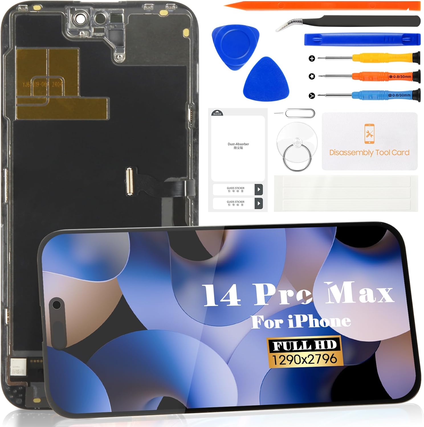 Schermo di Ricambio Incell per iPhone 14 Pro Max, Nero - immagine 1