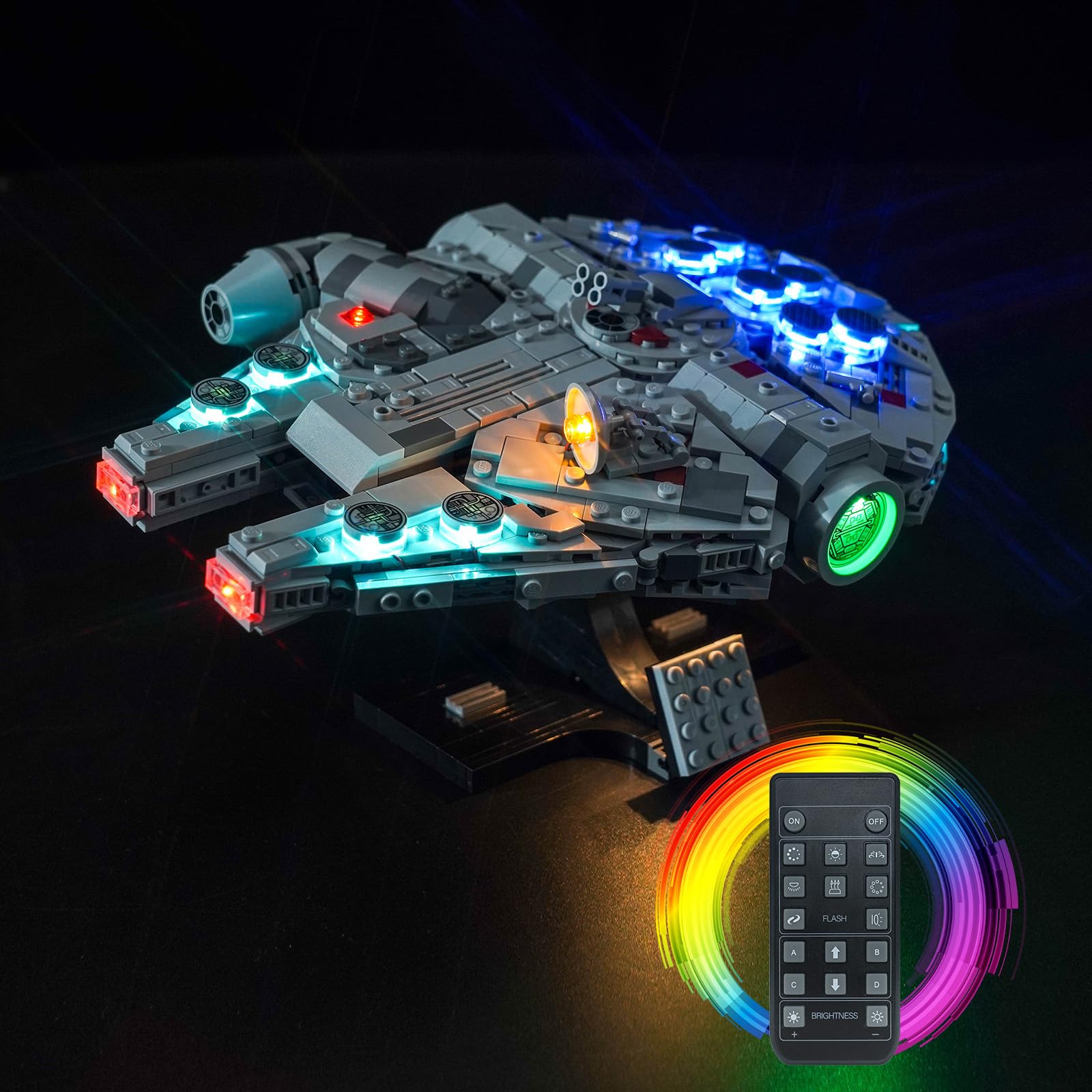 Kit di luci con telecomando compatibile con Lego Millennium Falcon (non modello), set di illuminazione a LED compatibile con Lego 75375 Millennium Falcon Creative Toy