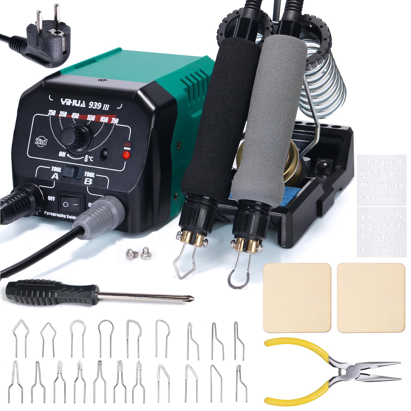 Yihua 939-III Kit Pirografo Legno 2 Penne (EU PLUG)