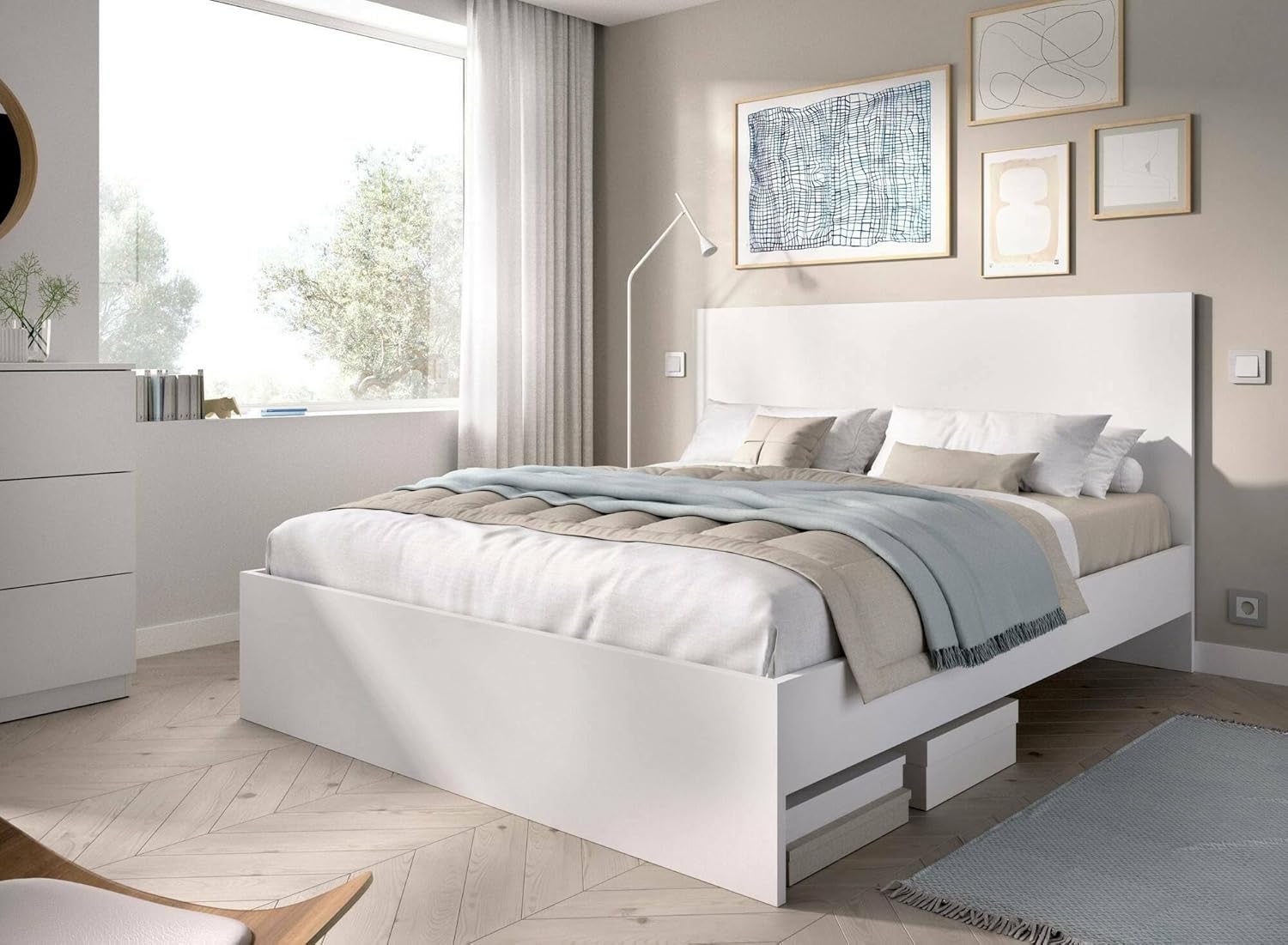 Dmora Francese Carnizza Sommier 146x195 h100cm, Bianco