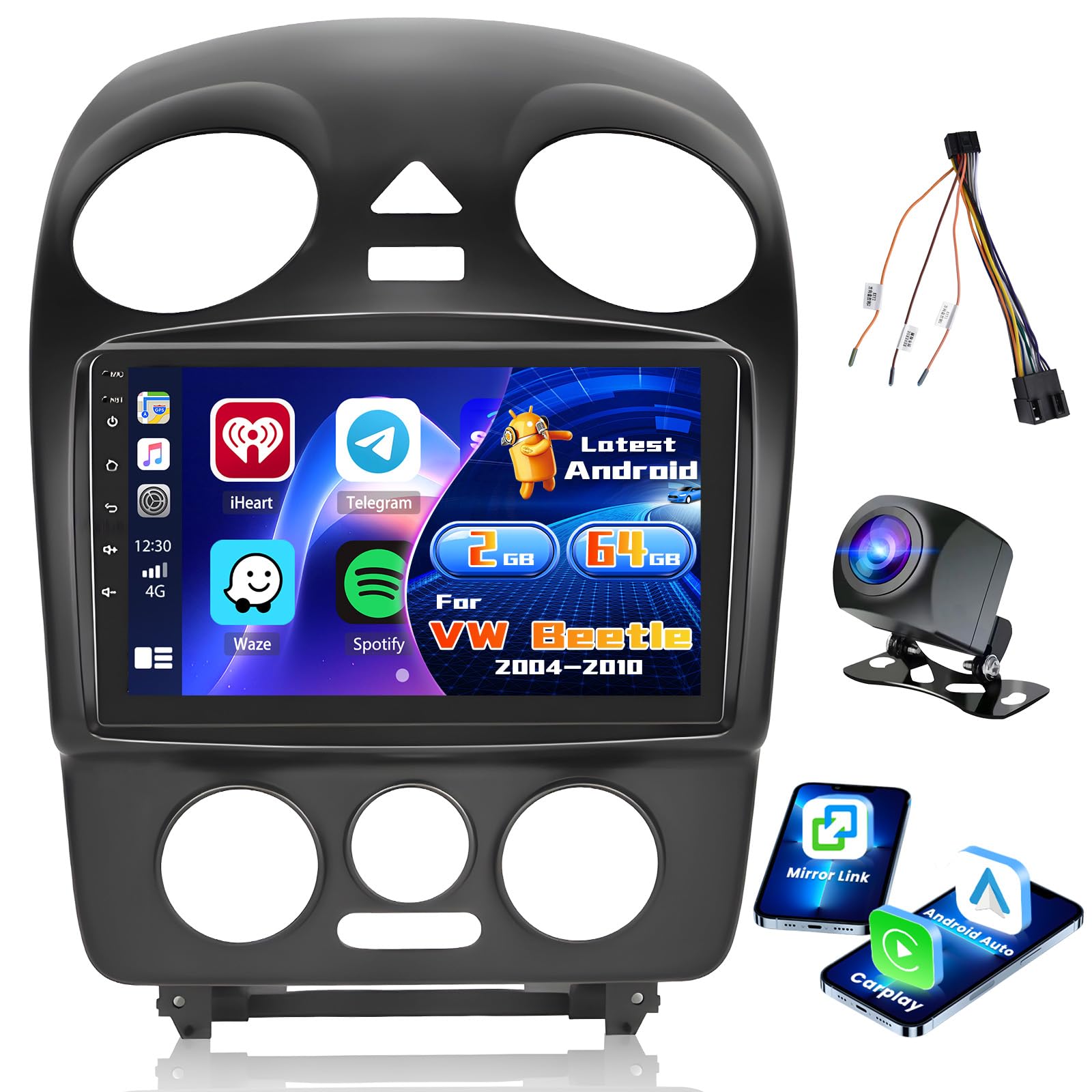 Autoradio Android 2+64G per VW Beetle 2004-2010 9 Pollici