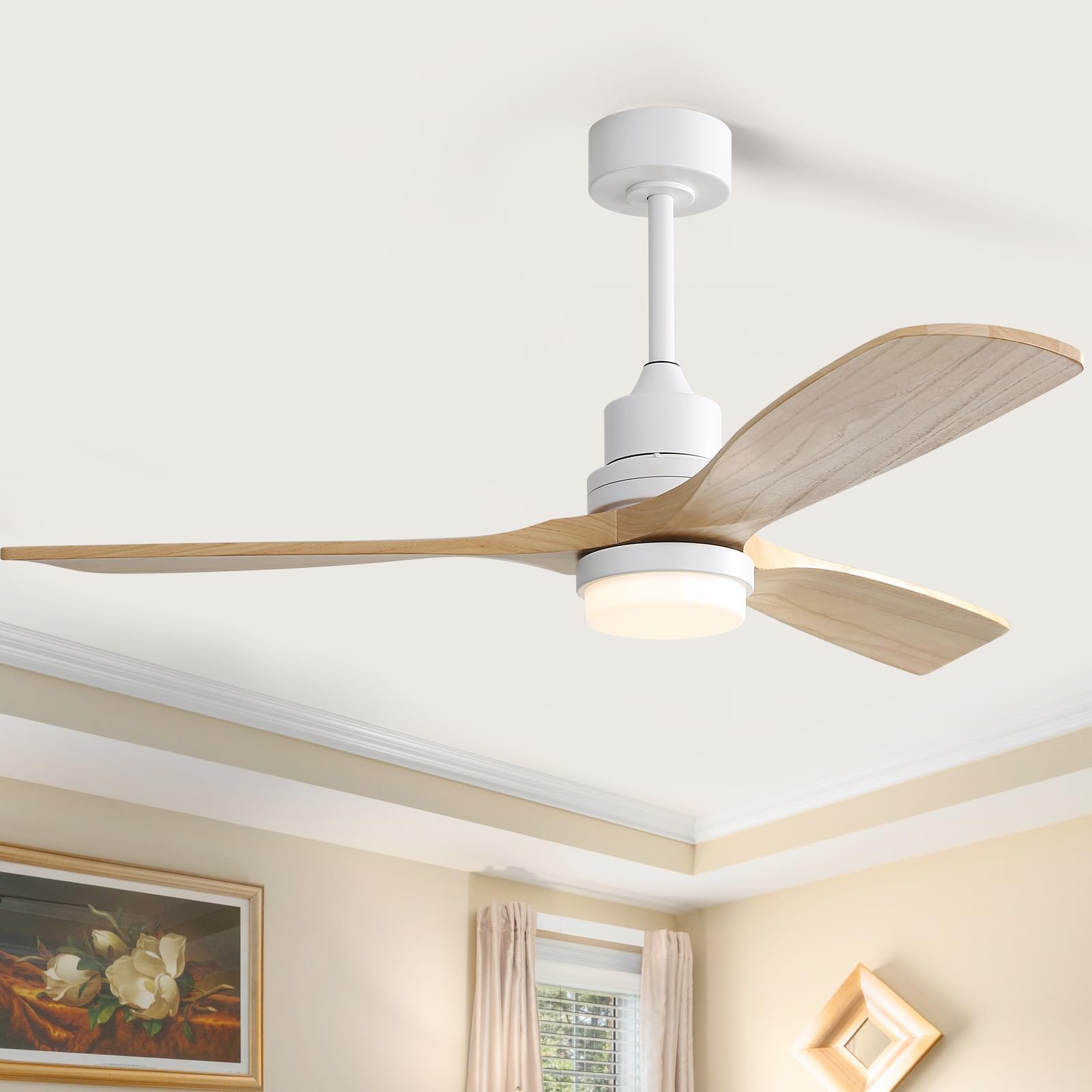 Sofucor Ventilatore da Soffitto con Luce 132cm in Legno