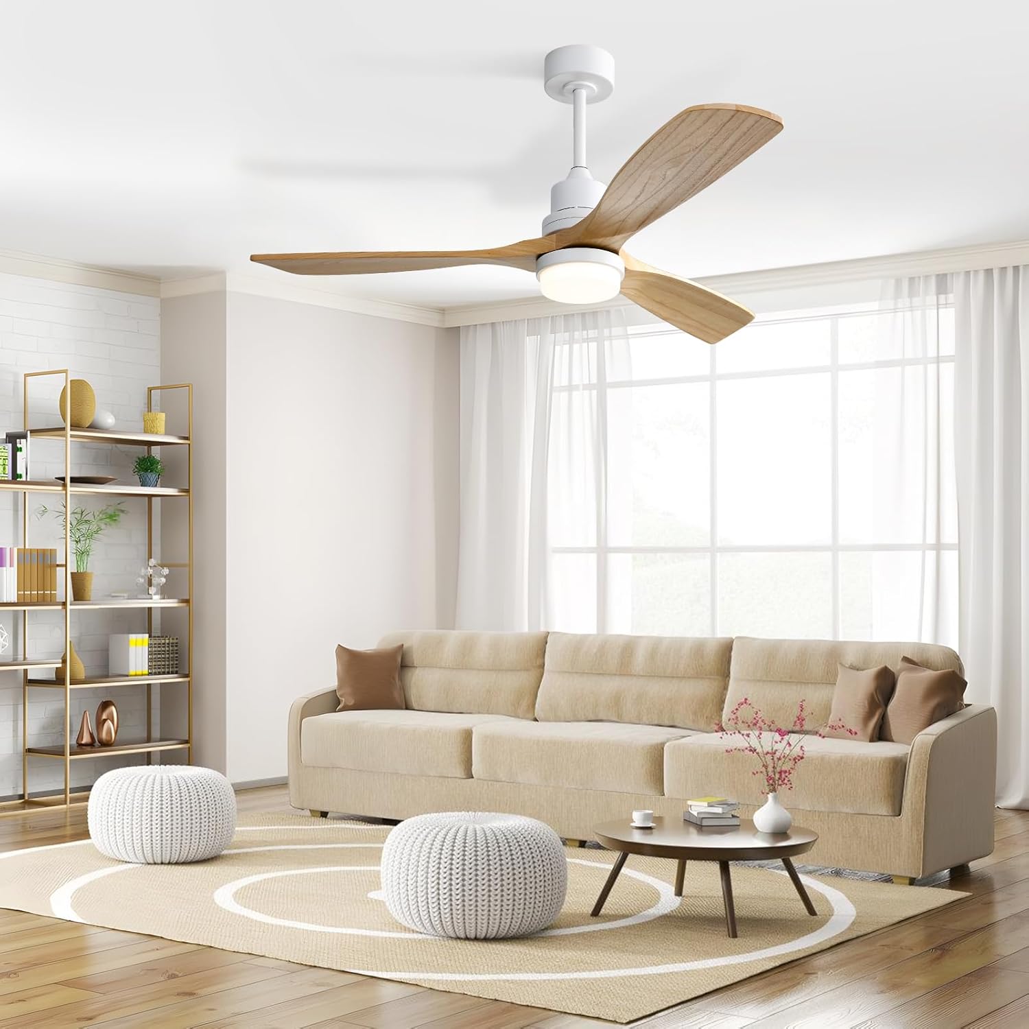 Sofucor Ventilatore da Soffitto con Luce 132cm in Legno - immagine 7