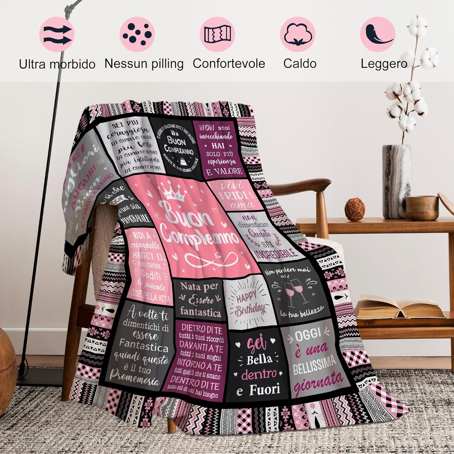 Coperta Regalo Compleanno Donna 130x150cm - immagine 5