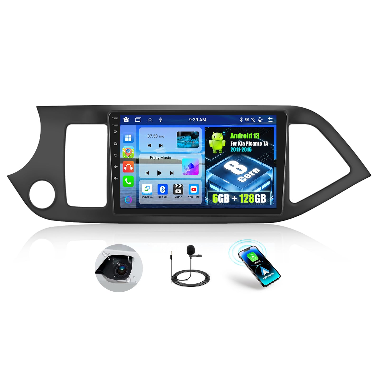 Oiliehu Android 13 Autoradio 9" per Kia Picanto TA (2011-2016)