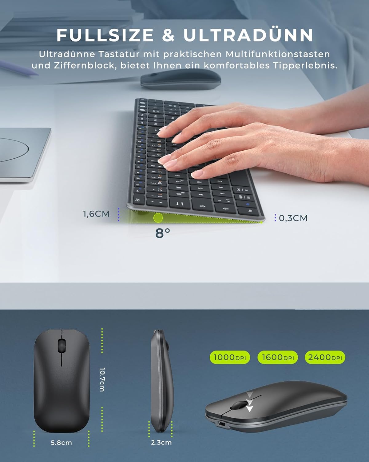 Seenda Tastiera e Mouse Wireless Multi-Dispositivo - immagine 5