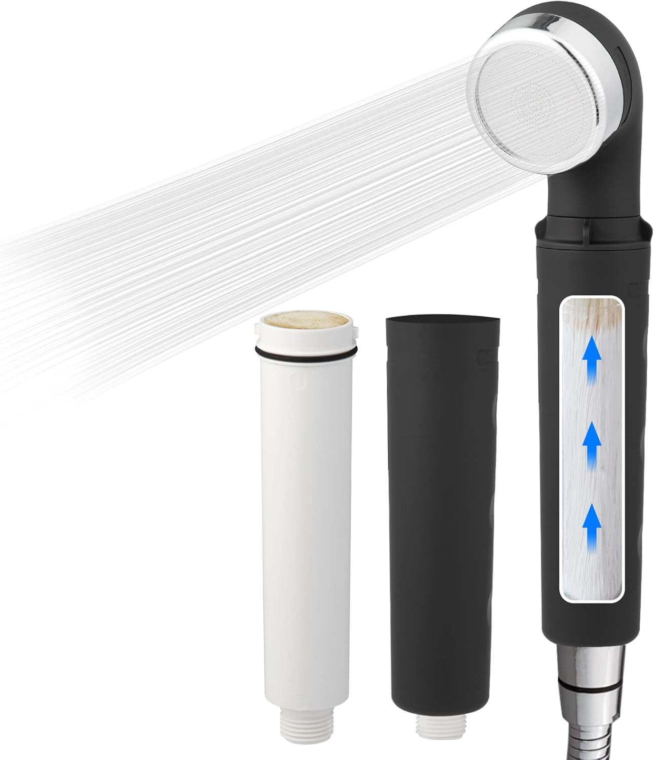 Filtro Legionella Soffione Doccia Alta Pressione 886 Plus, Nero