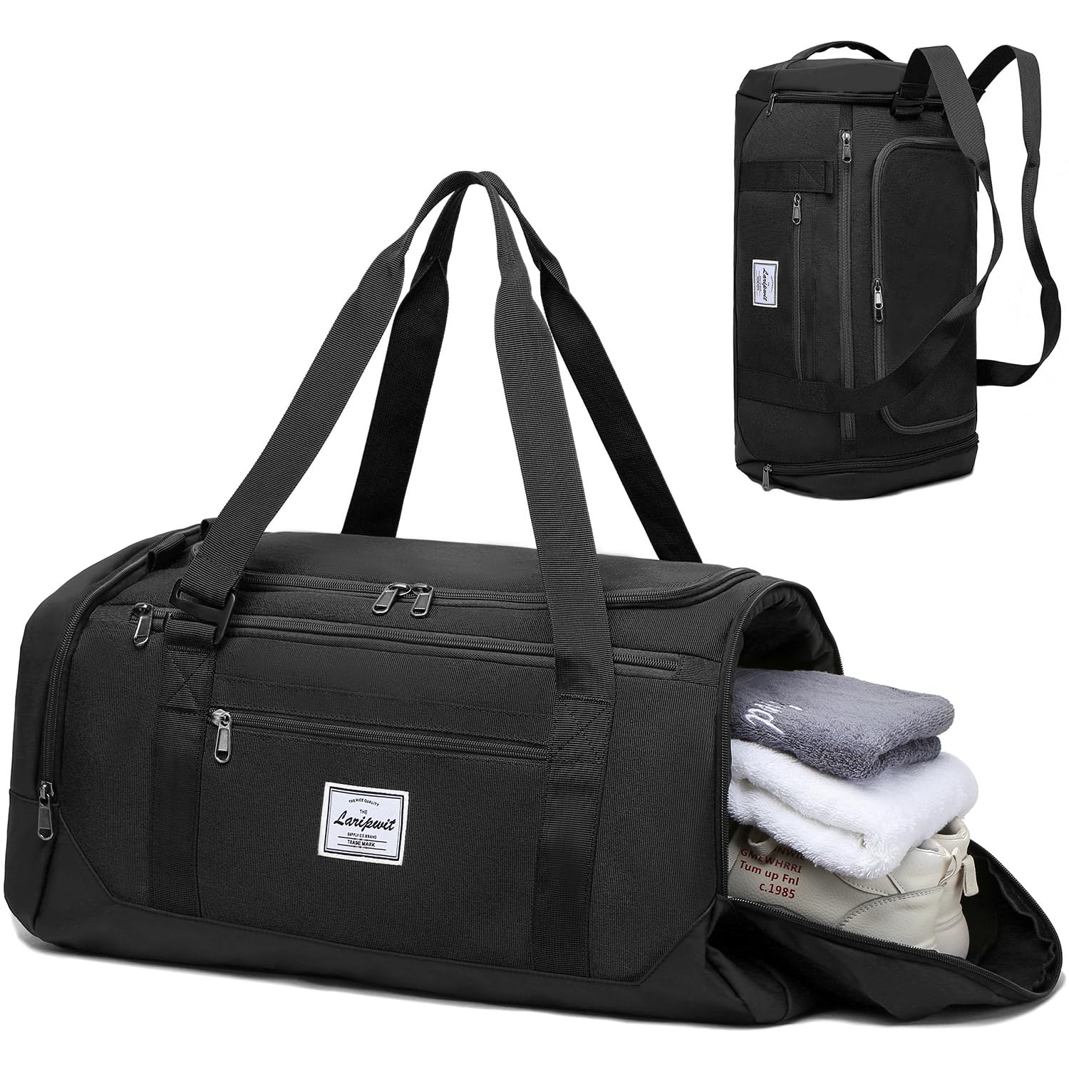 Laripwit Borsa Sportiva da Uomo 40L, Nero