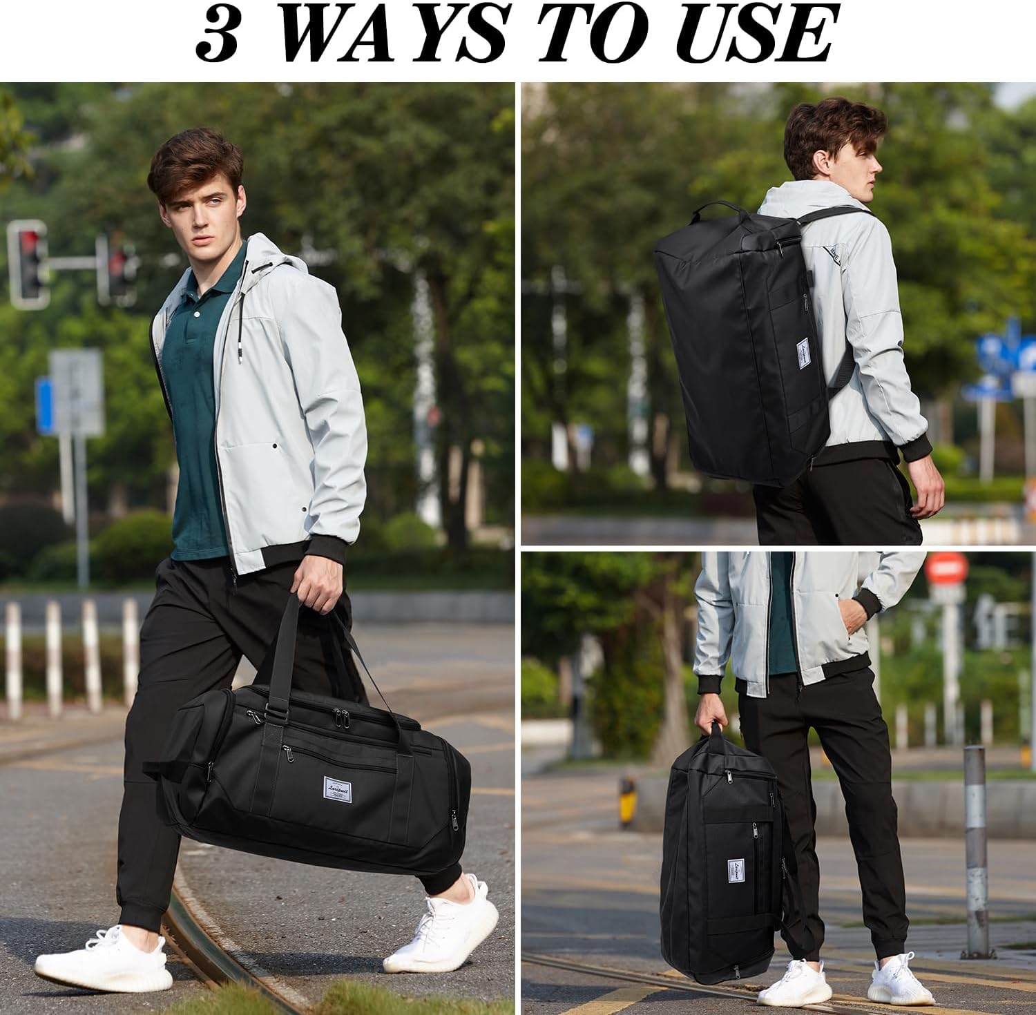 Laripwit Borsa Sportiva da Uomo 40L, Nero - immagine 3