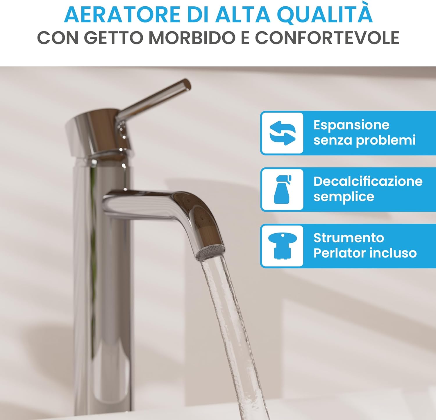 Bächlein Rubinetto da Bagno Susara Alto, Cromato - immagine 2
