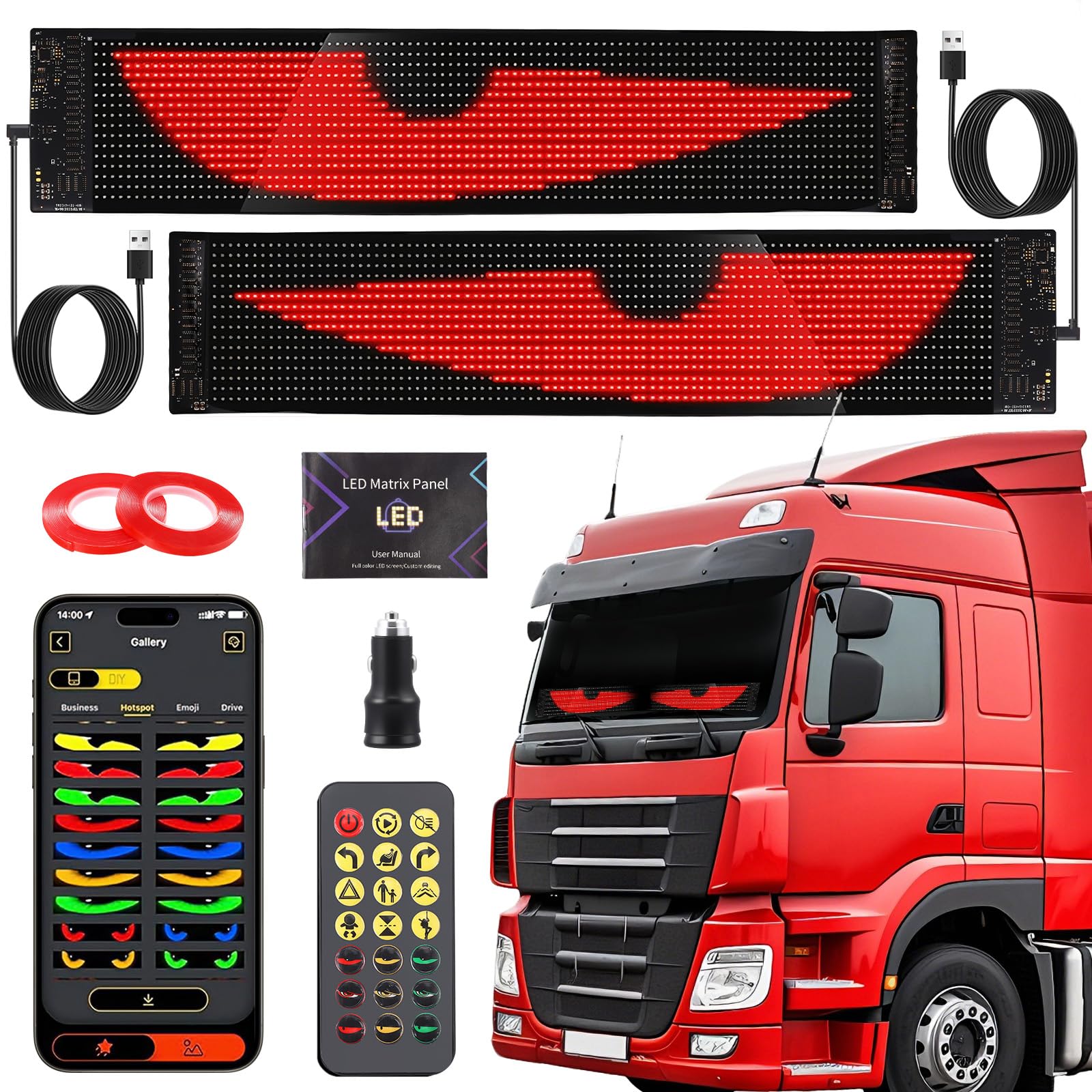 2 occhi LED per camion Devil Eyes Light 374x92cm